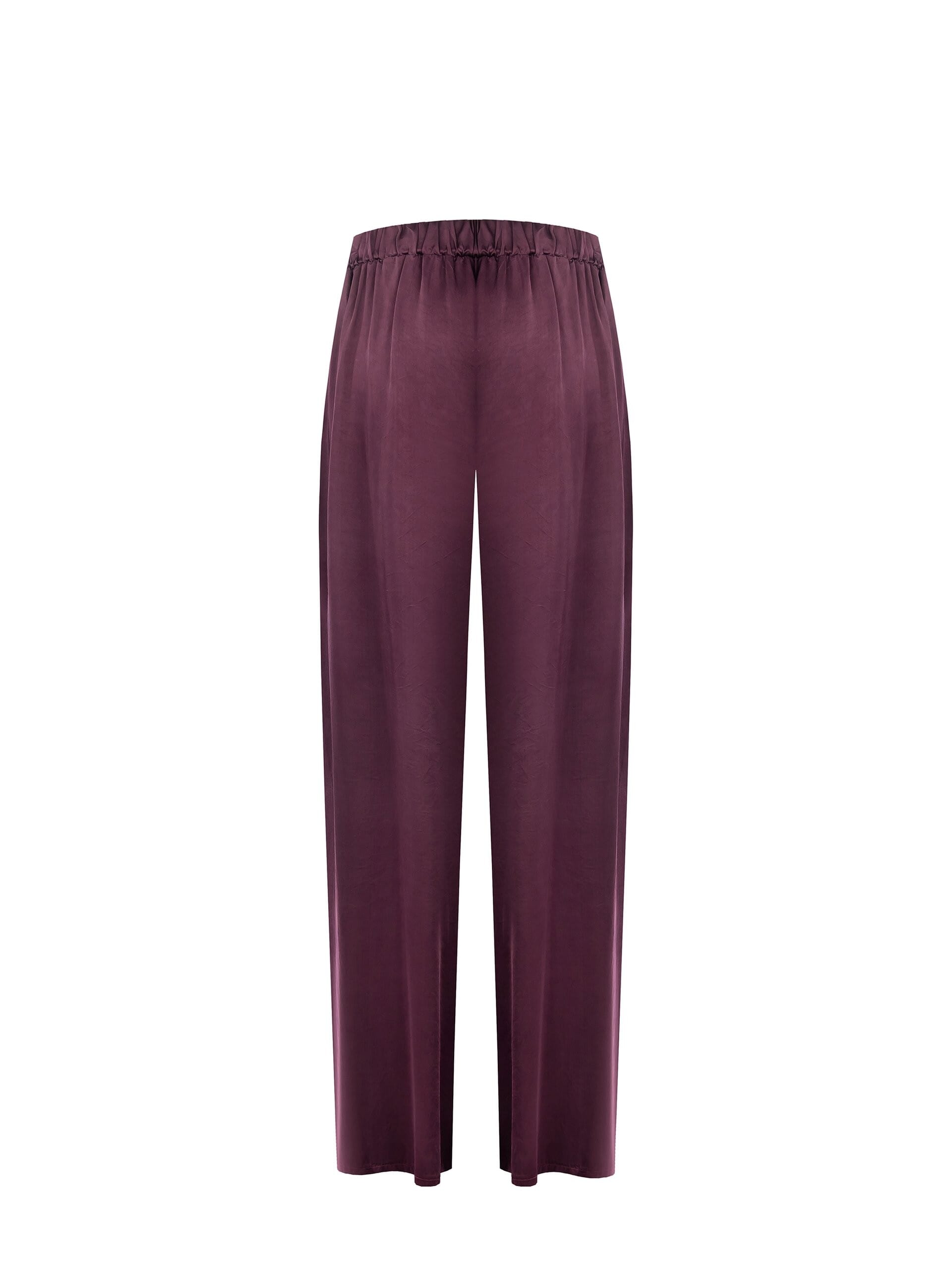 Satin Palazzo Trousers With Elastic Back And Pockets Rinascimento