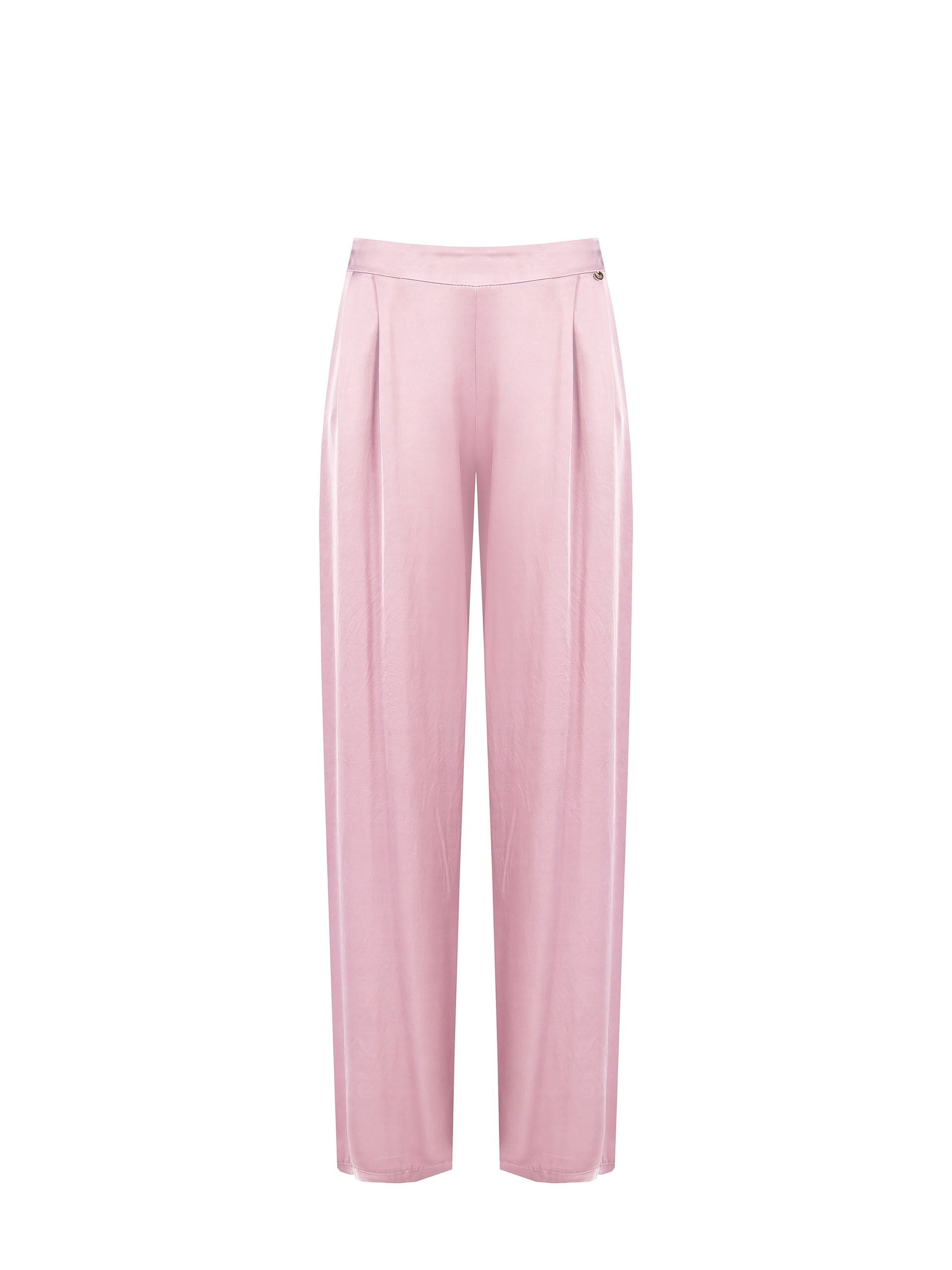 Satin Palazzo Trousers With Elastic Back And Pockets Rinascimento
