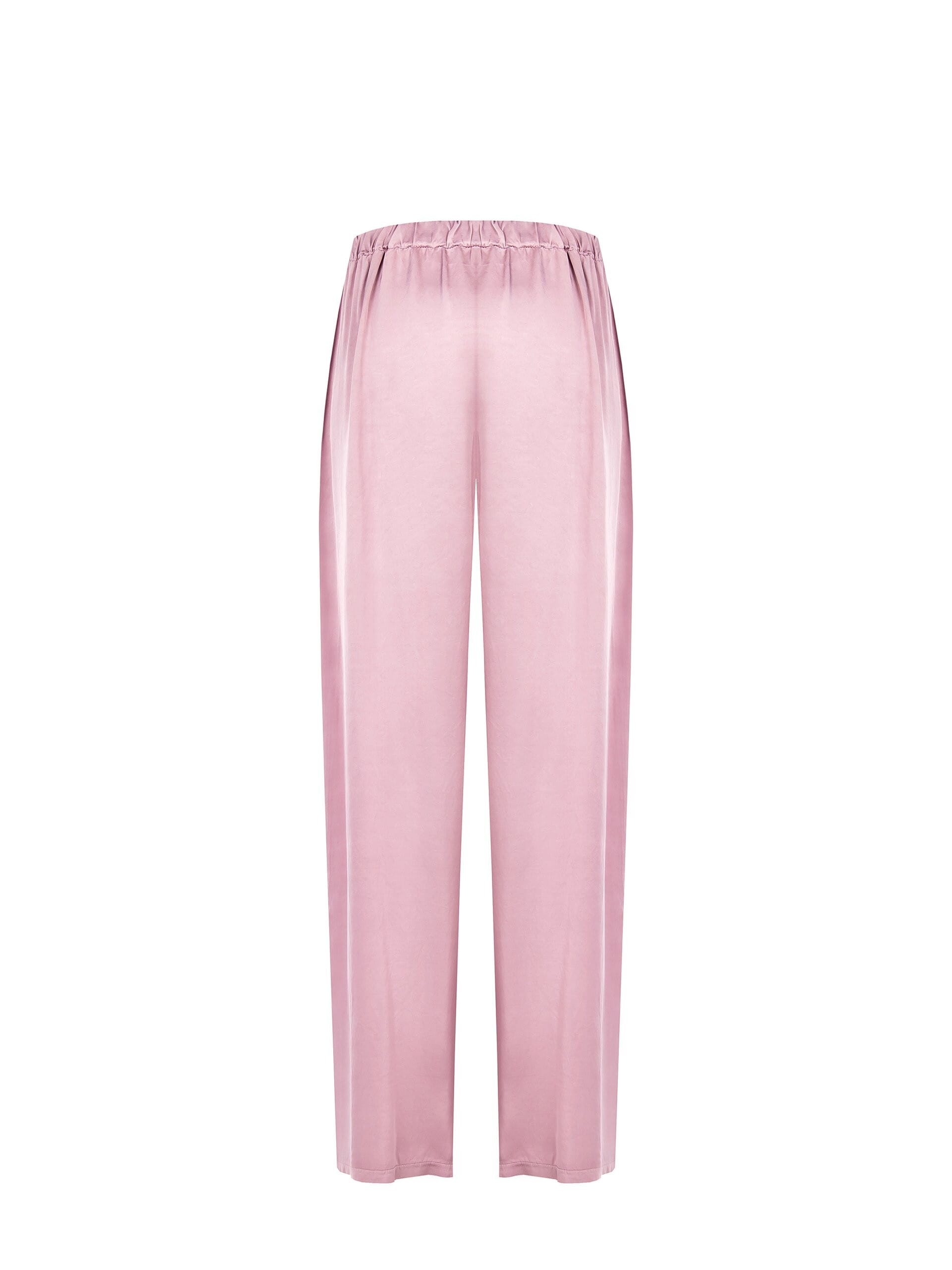 Satin Palazzo Trousers With Elastic Back And Pockets Rinascimento