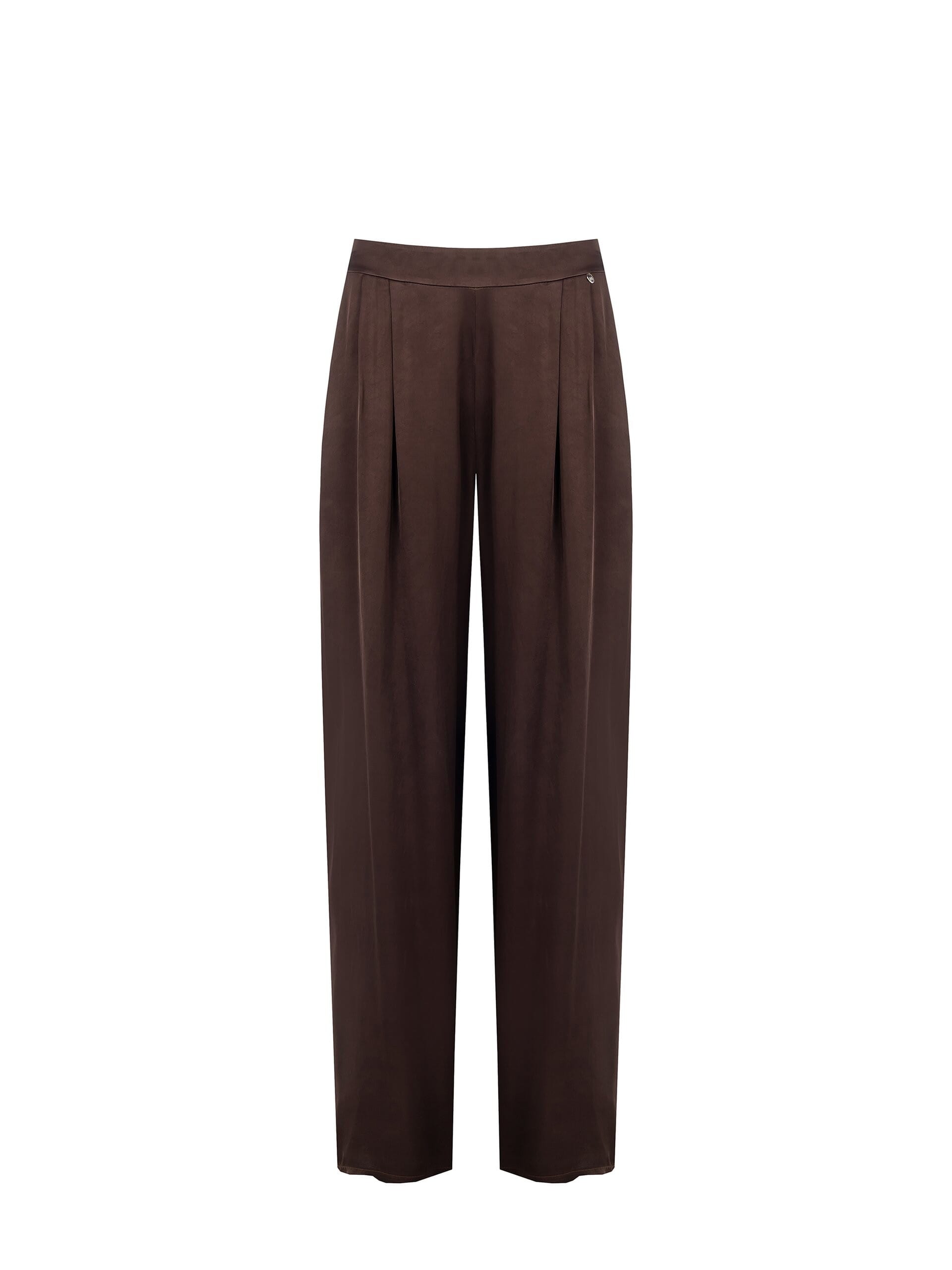Satin Palazzo Trousers With Elastic Back And Pockets Rinascimento