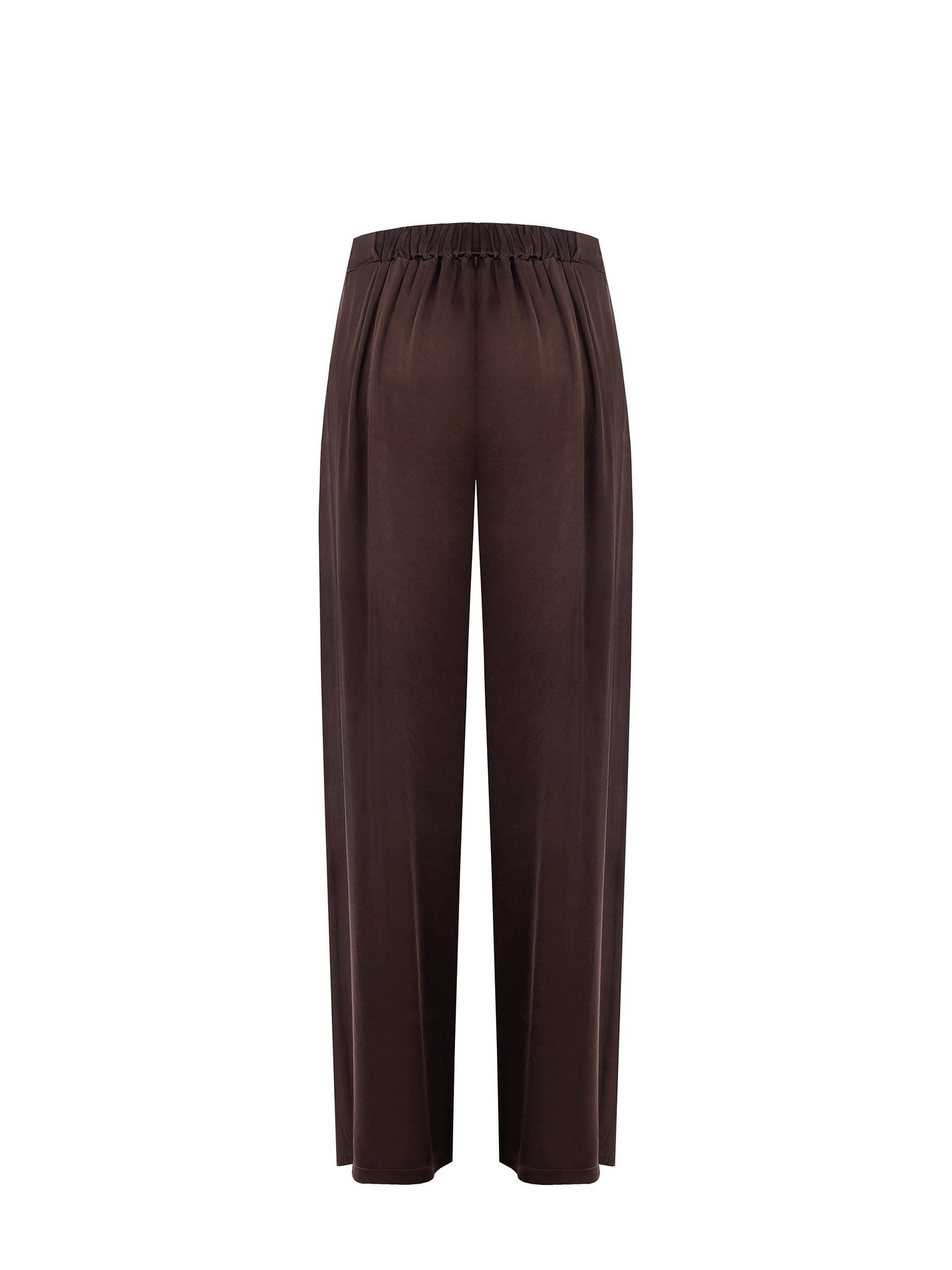 Satin Palazzo Trousers With Elastic Back And Pockets Rinascimento