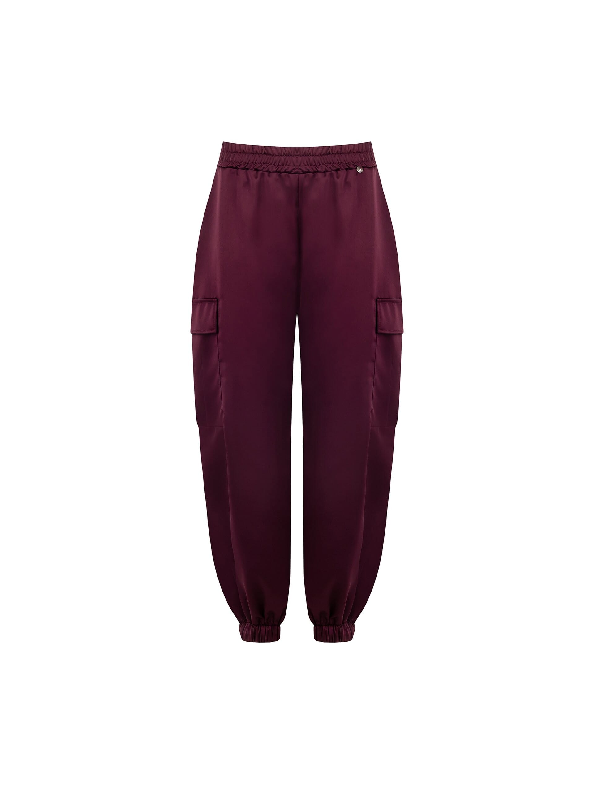 Satin Cargo Trousers With Elasticated Waistband Rinascimento