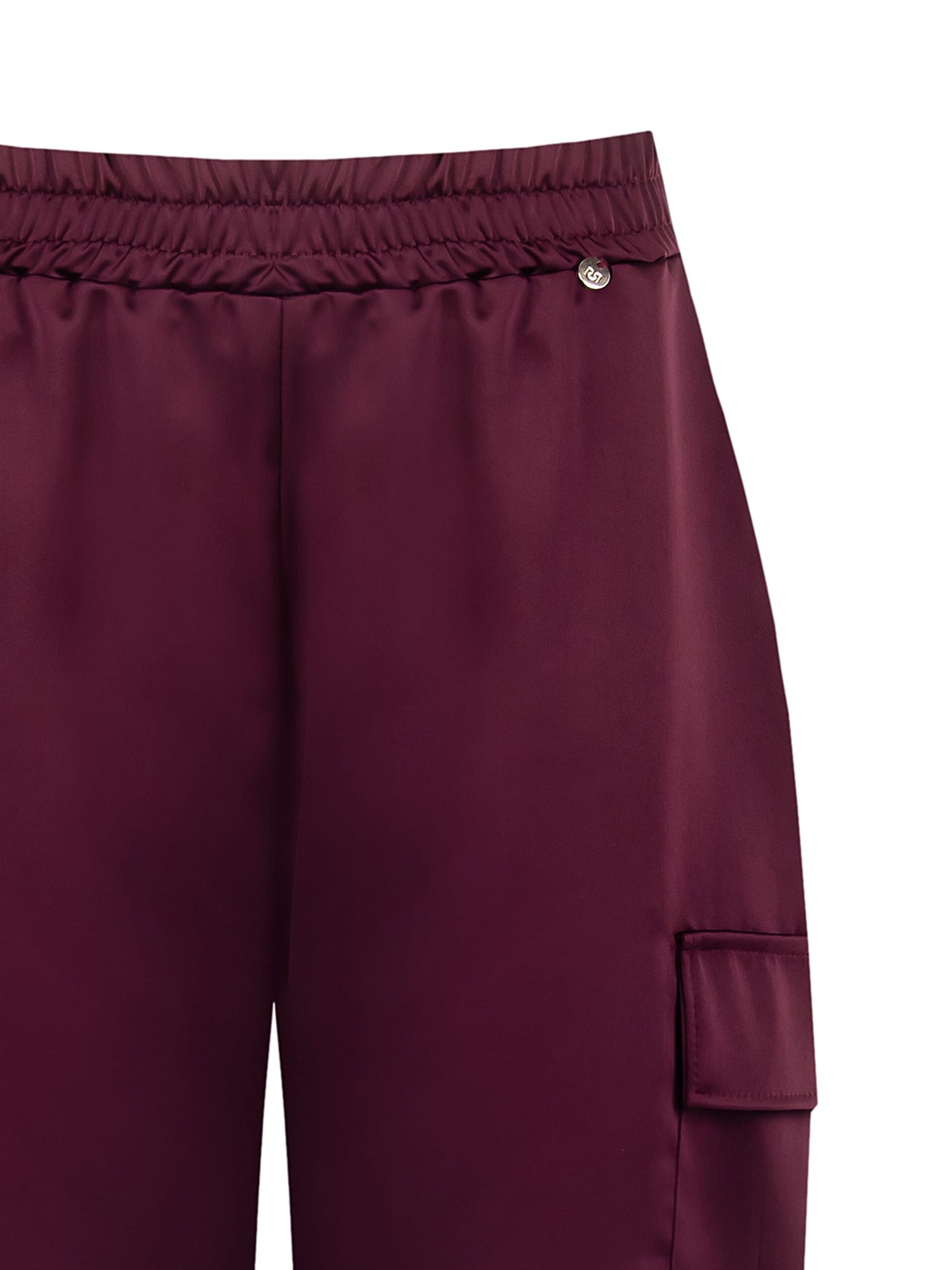 Satin Cargo Trousers With Elasticated Waistband Rinascimento