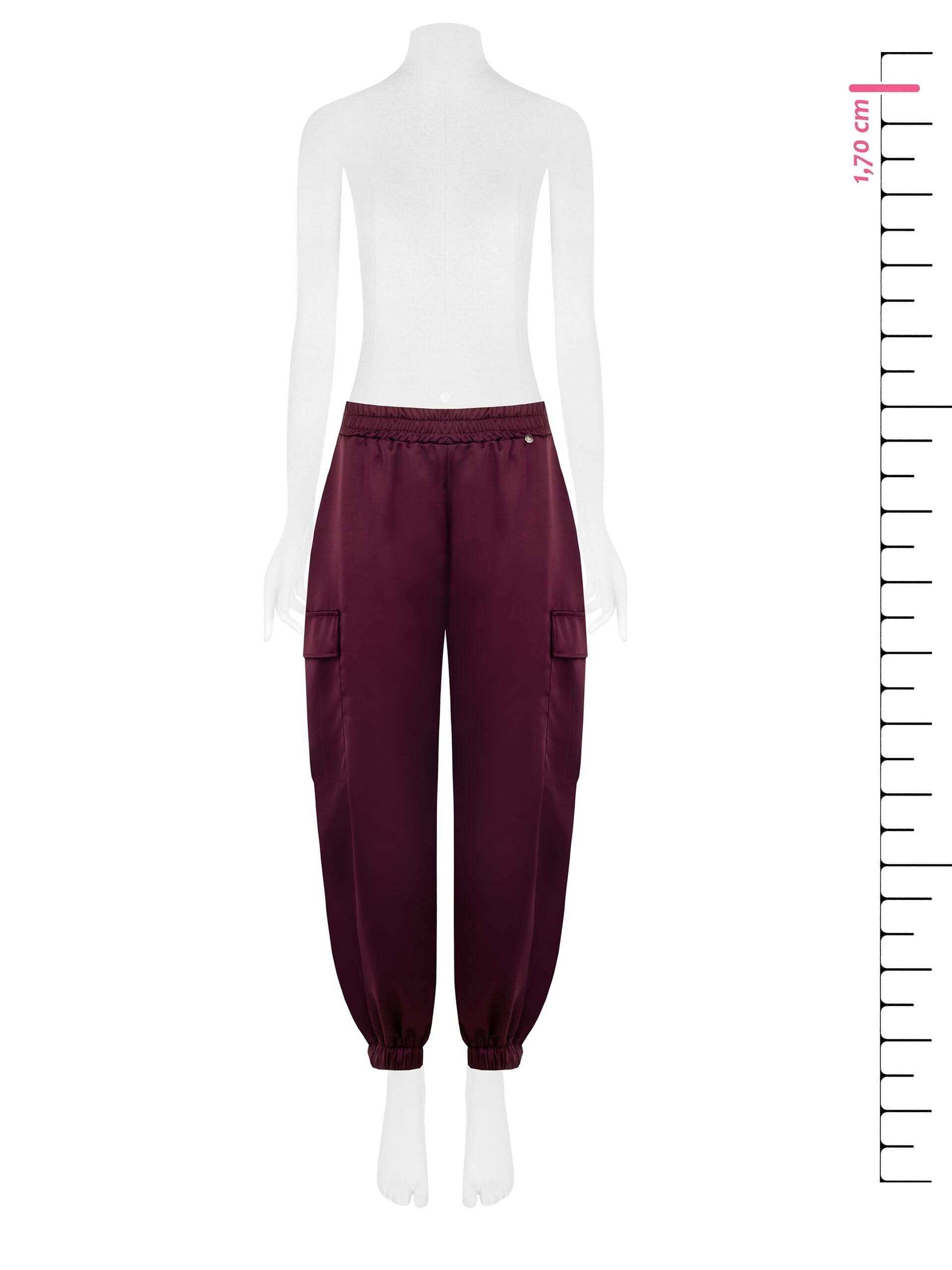 Satin Cargo Trousers With Elasticated Waistband Rinascimento