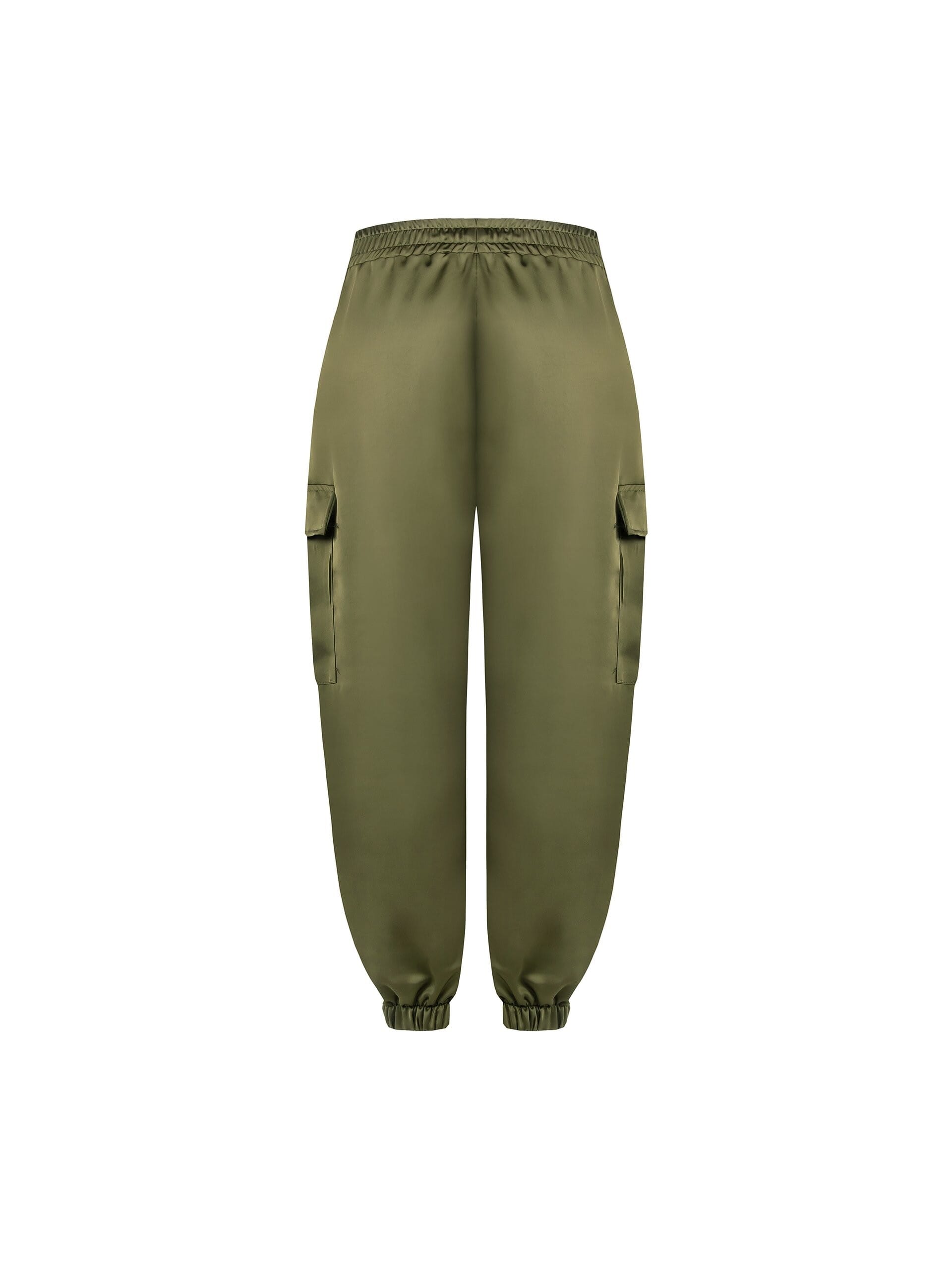 Satin Cargo Trousers With Elasticated Waistband Rinascimento