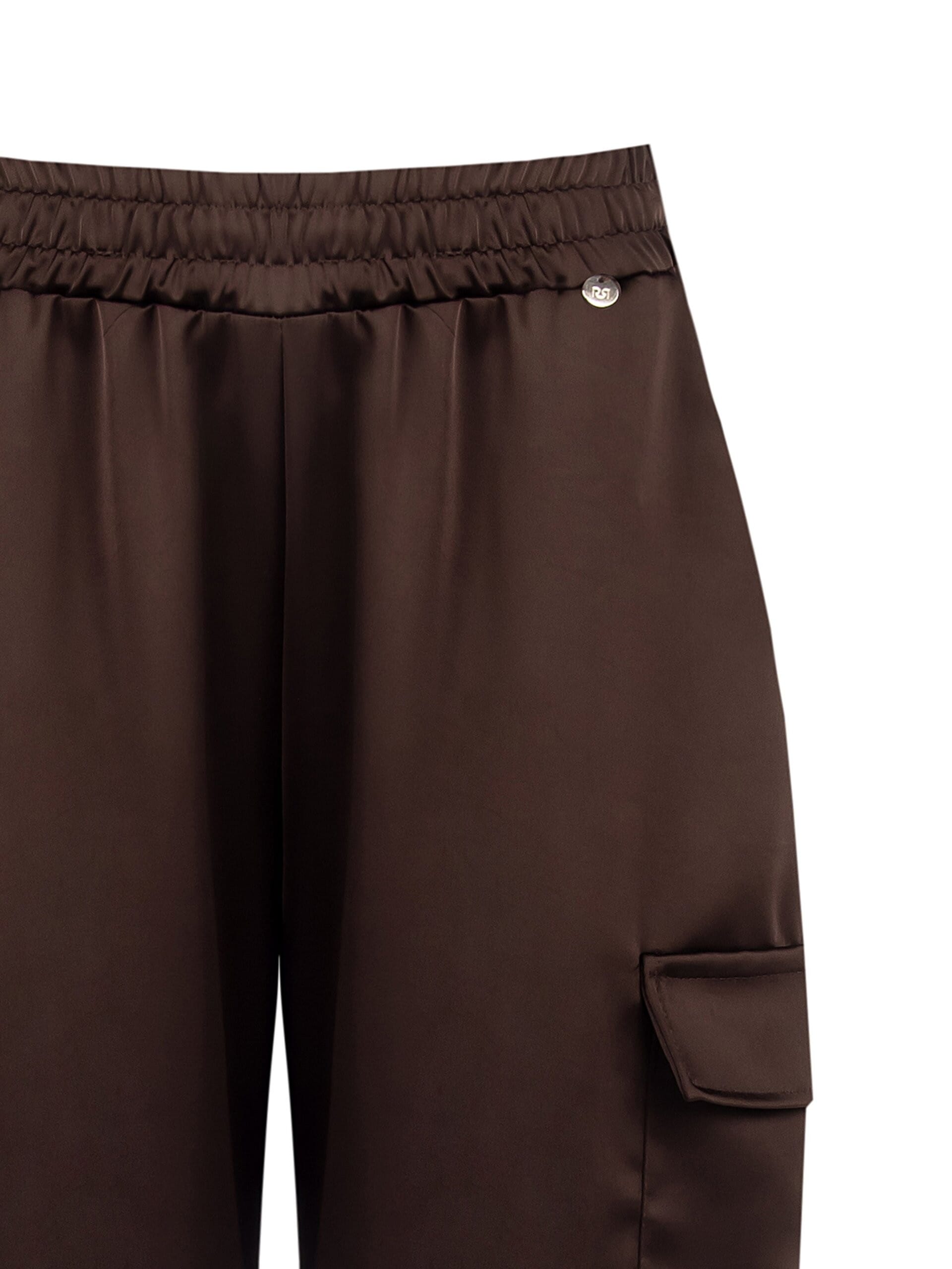 Satin Cargo Trousers With Elasticated Waistband Rinascimento