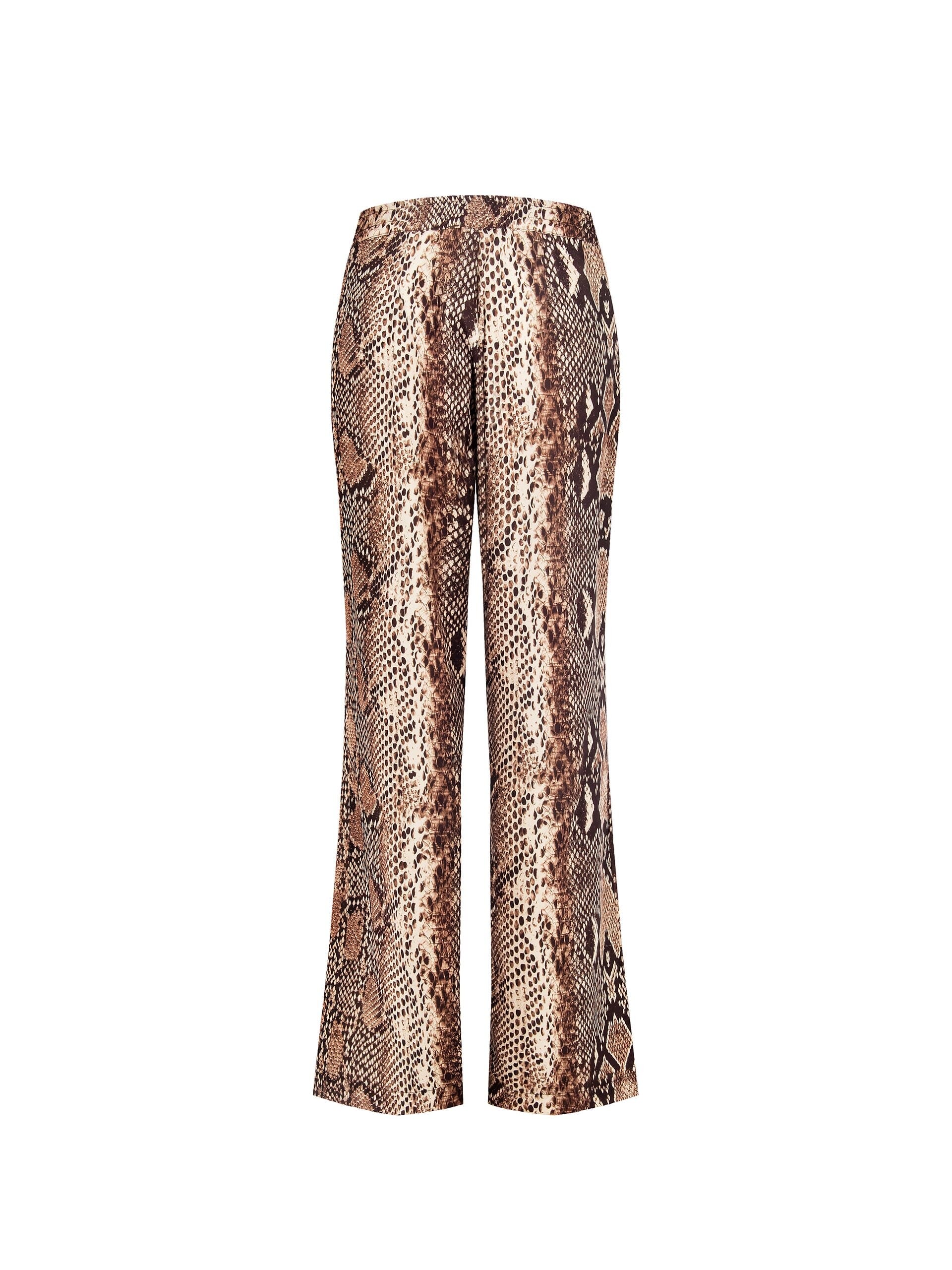 Pantaloni Dritti In Raso Pitonato Rinascimento