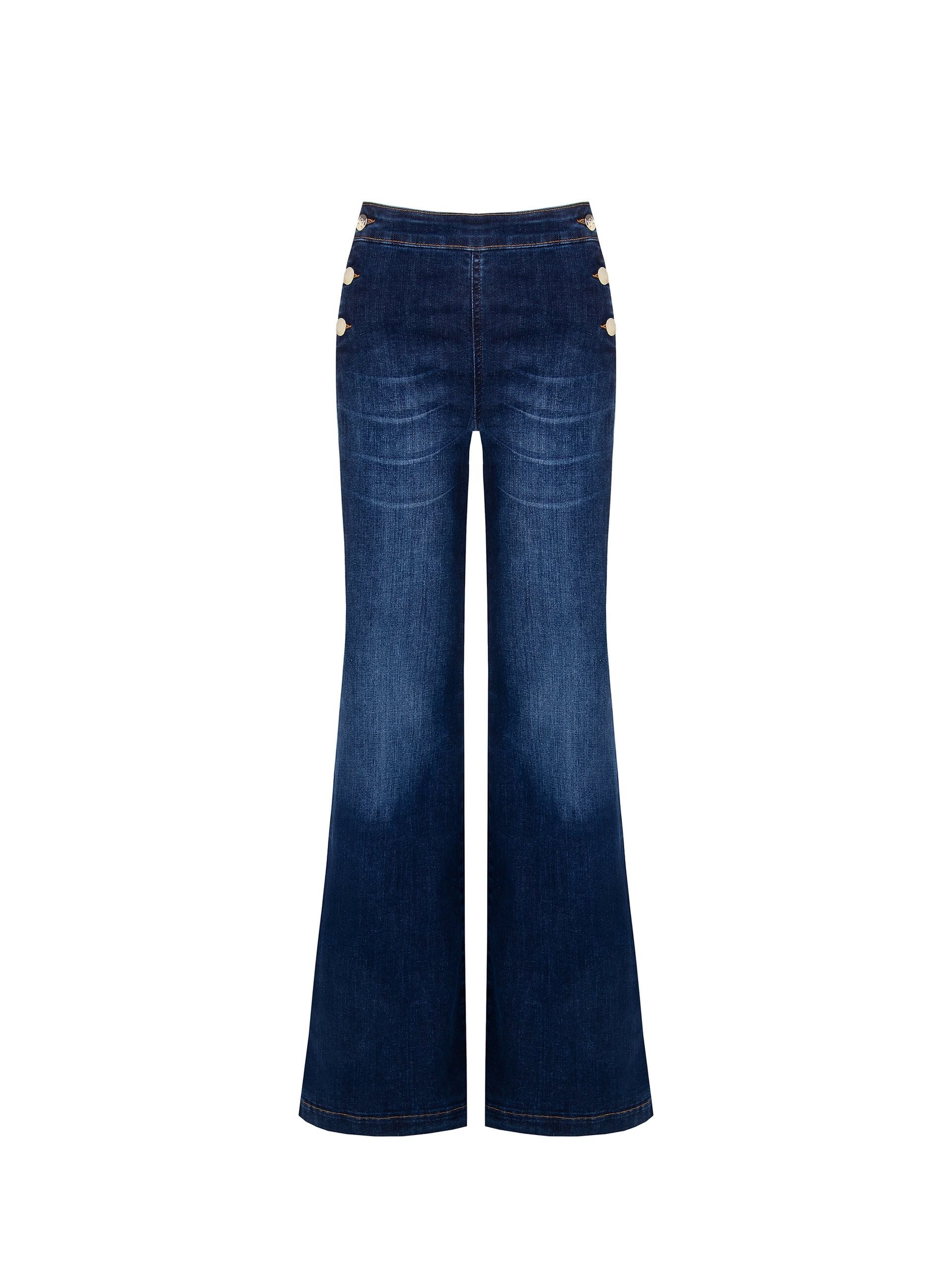 Jeans à jambes larges et élastiques avec boutons sur les hanches Rinascimento
