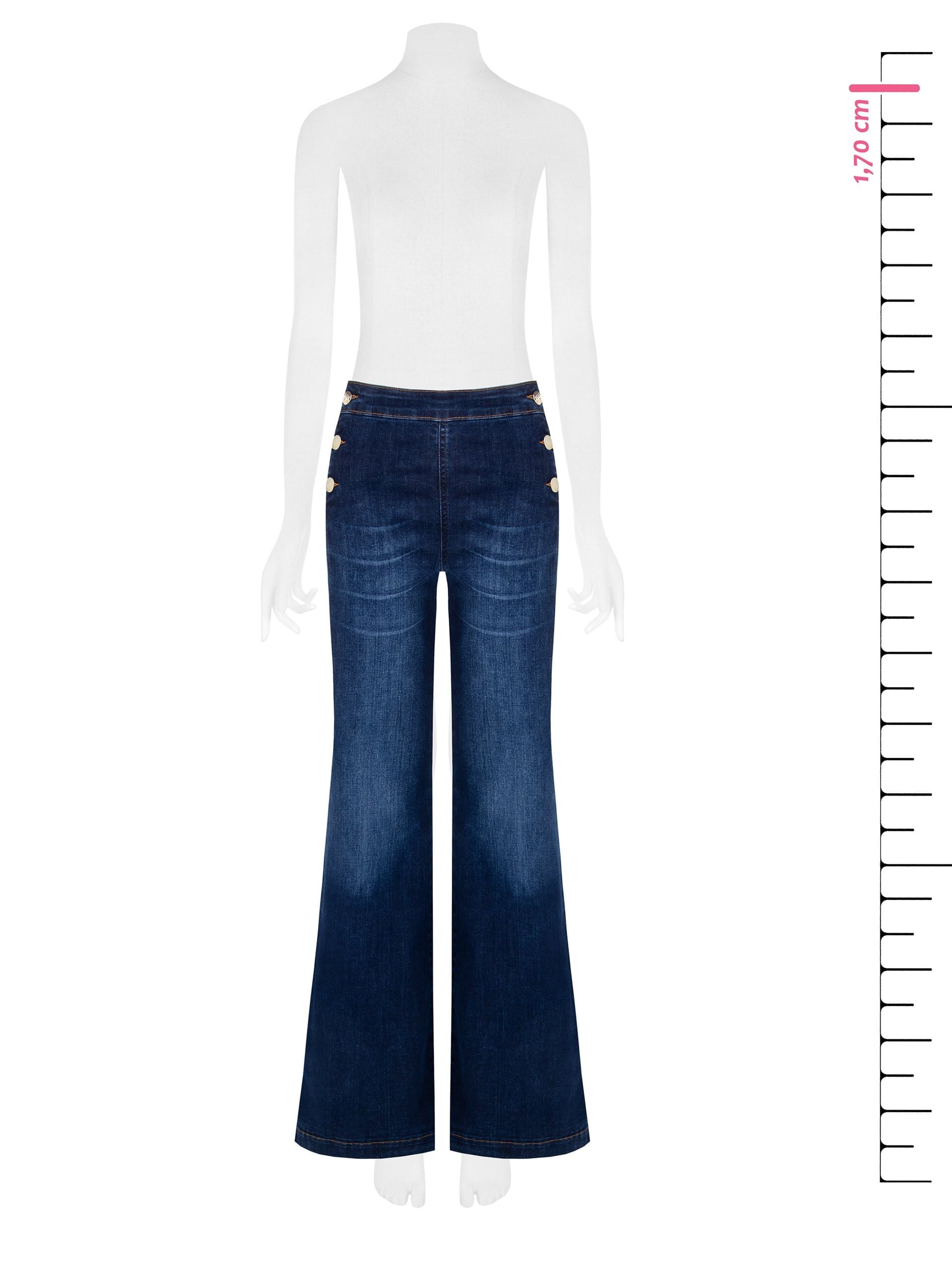 Jeans à jambes larges et élastiques avec boutons sur les hanches Rinascimento