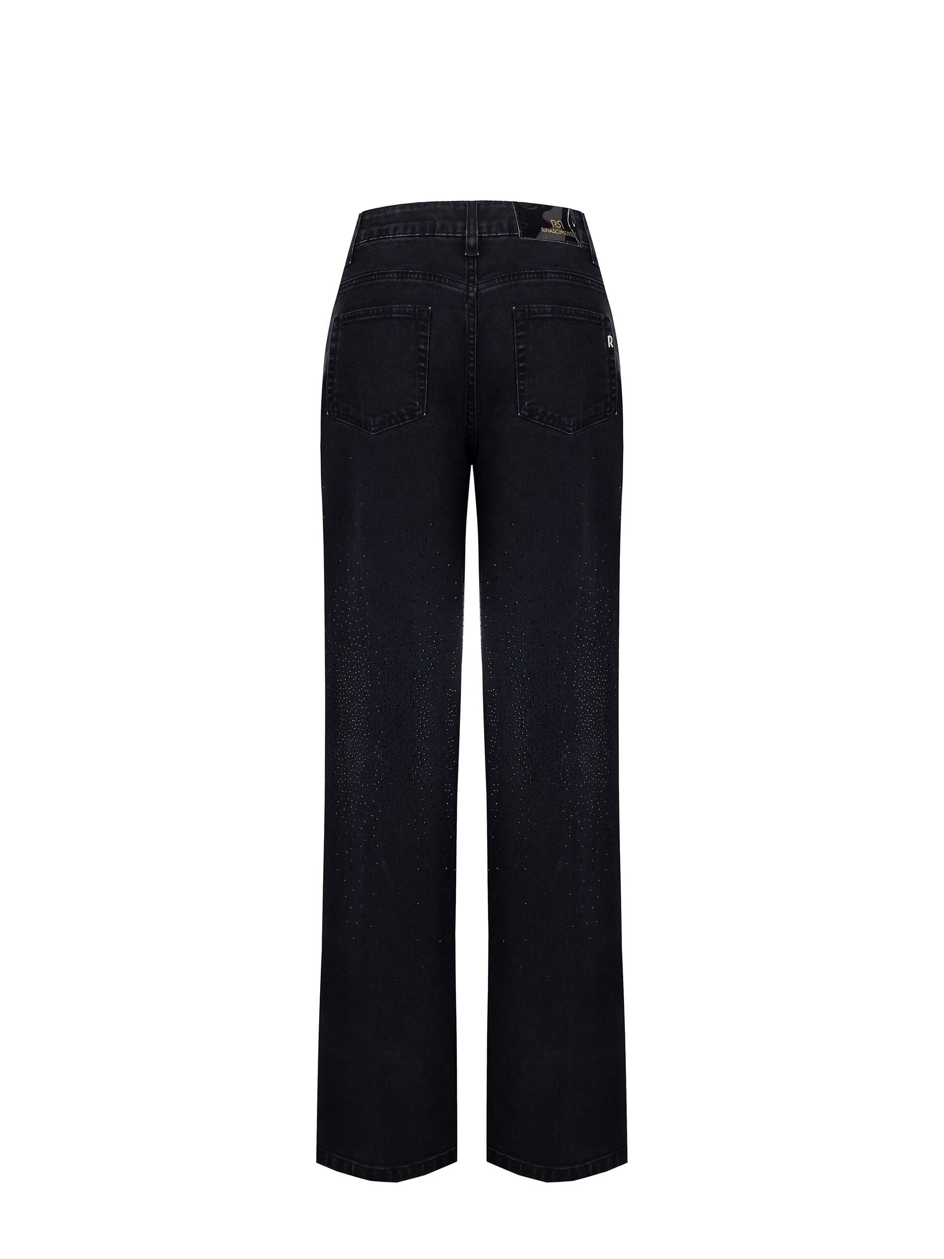 Straight Jeans With Rhinestone Tone On Tone Rinascimento