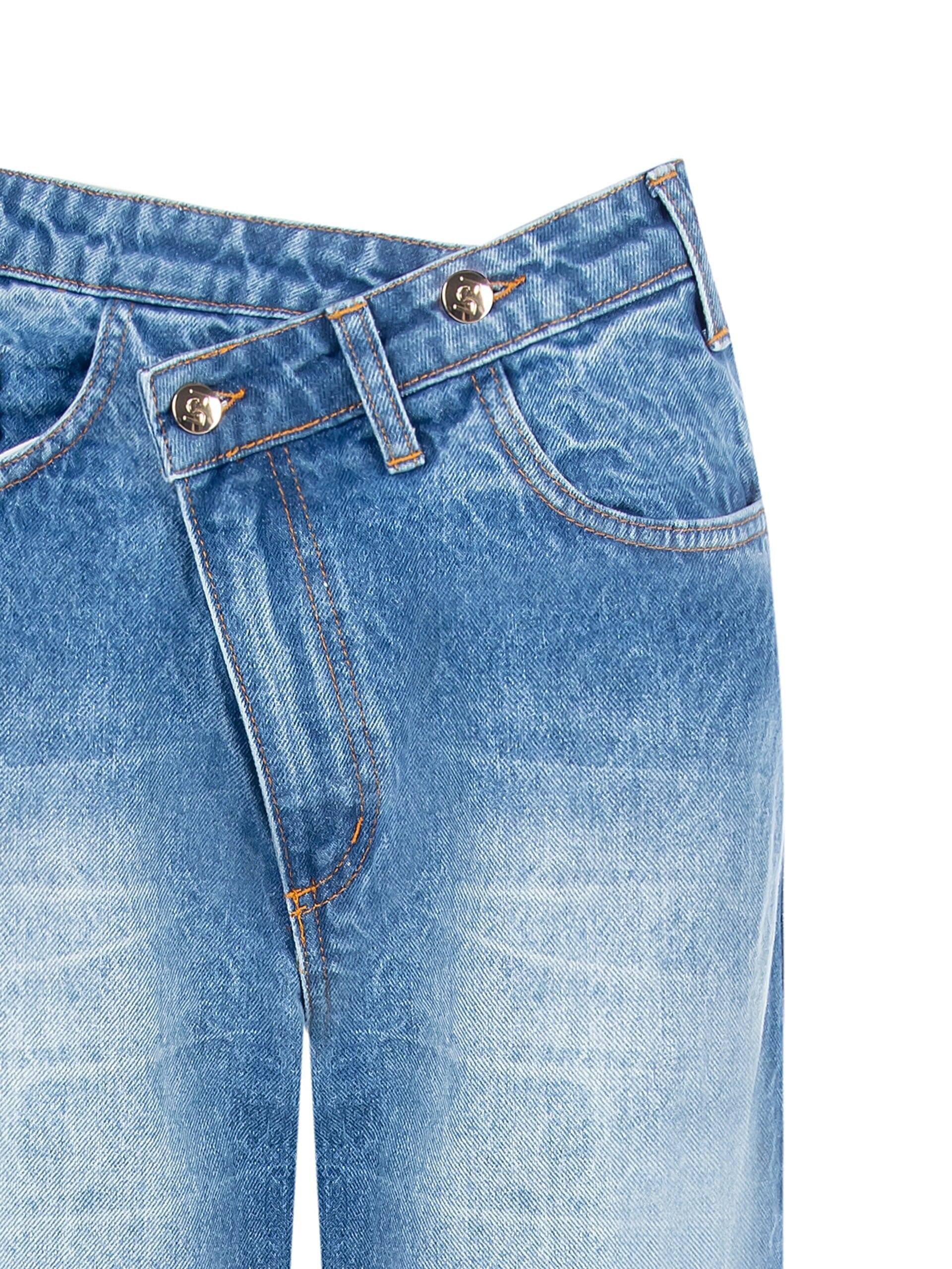Jeans Relaxed Con Abbottonatura Asimmetrica Rinascimento