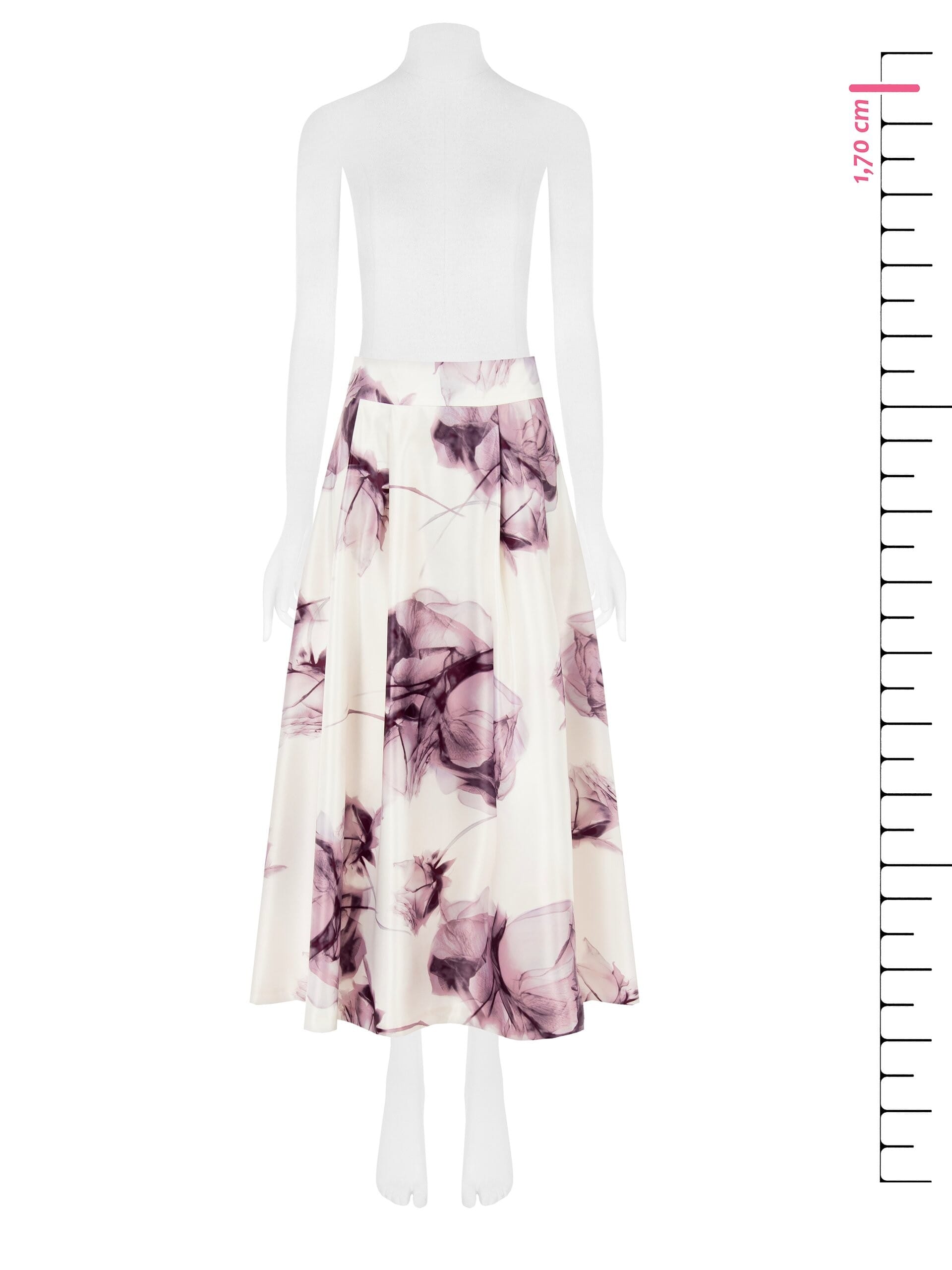 Gonna Lunga A Ruota In Raso Duchesse A Fiori Con Tasche Rinascimento