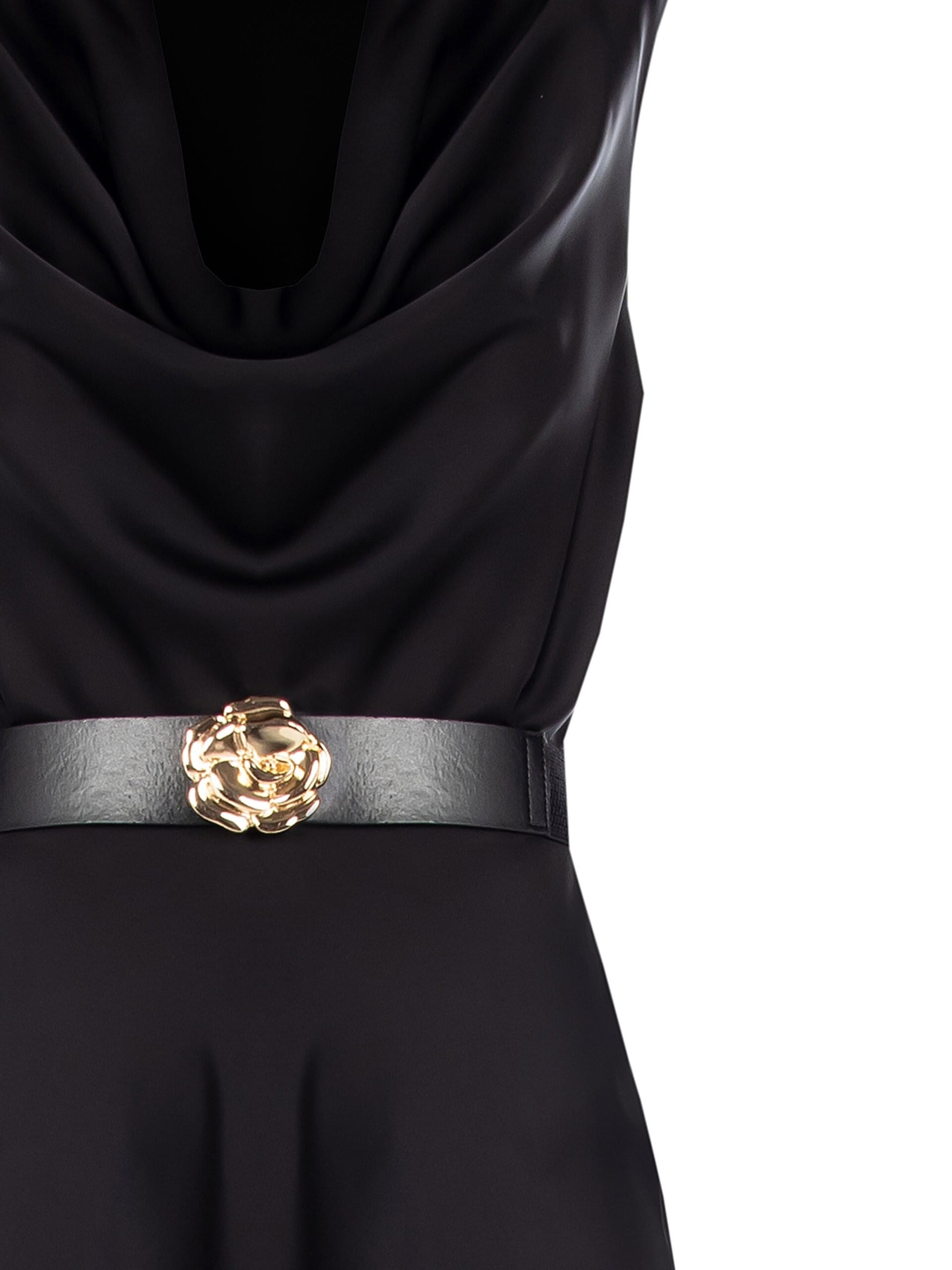 Robe longue en satin avec encolure en anneau et ceinture élastique assortie Rinascimento