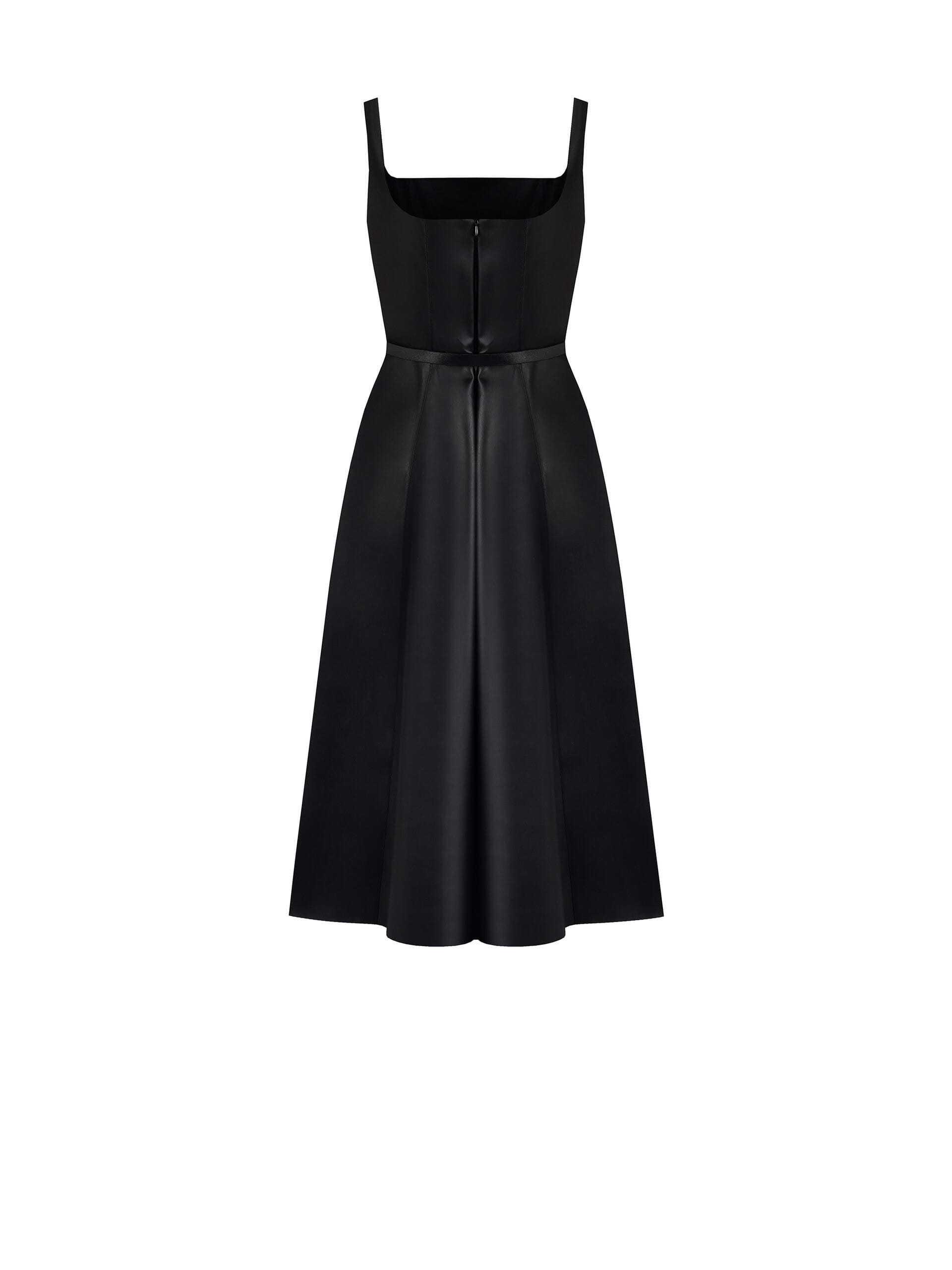 Abito Lungo A Ruota In Similpelle Con Cintura E Ciondolo Logo Rinascimento