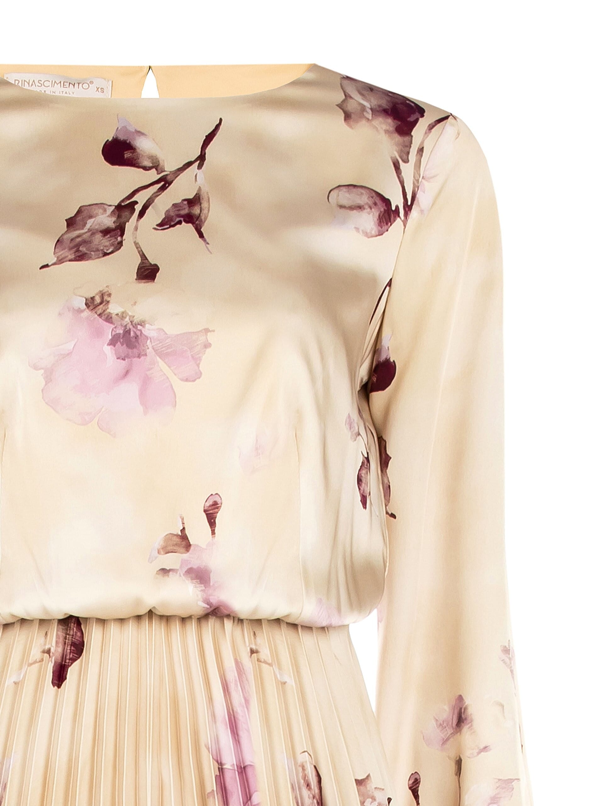 Abito Midi In Raso Con Gonna Plissé Rinascimento