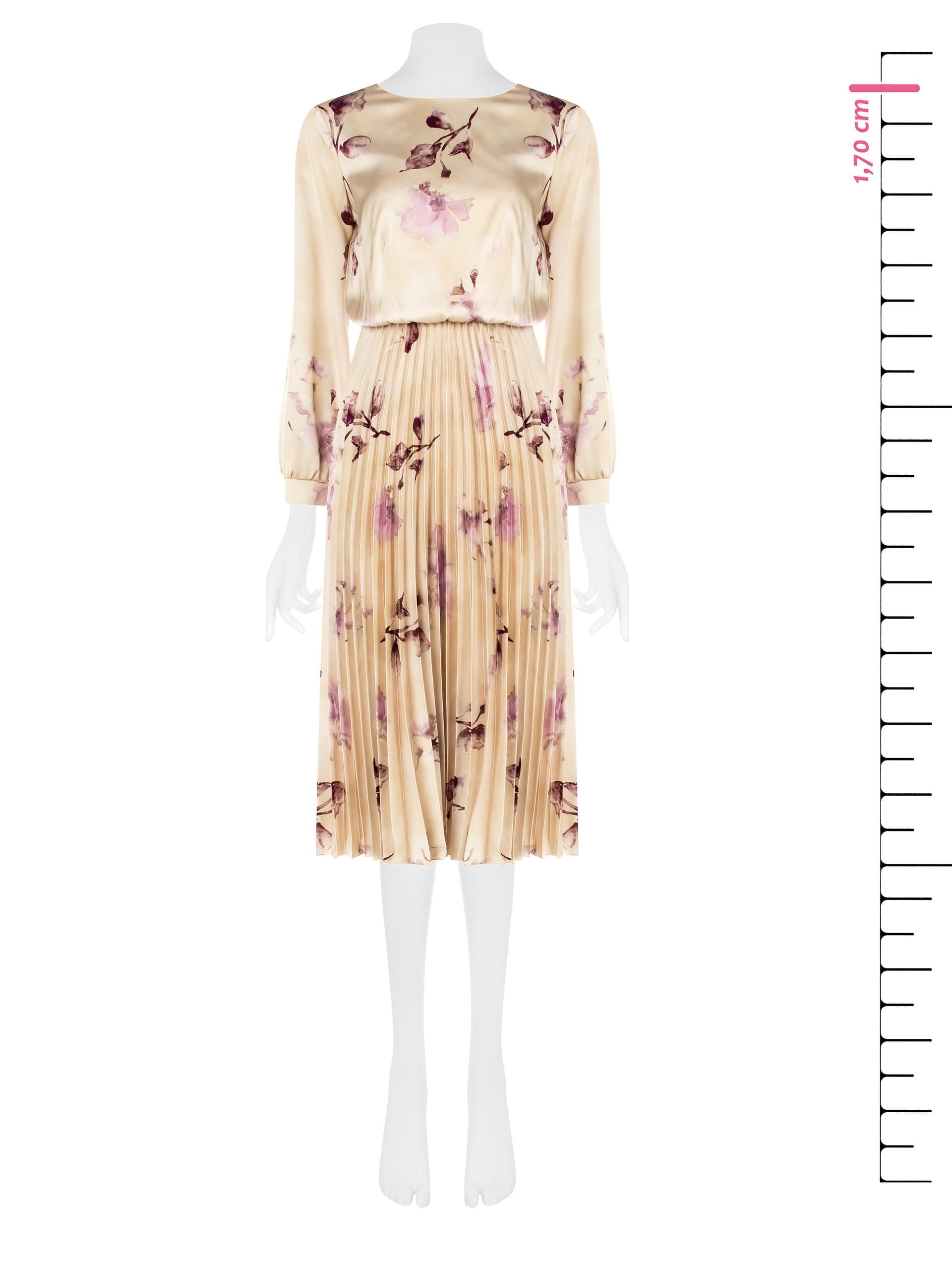 Abito Midi In Raso Con Gonna Plissé Rinascimento