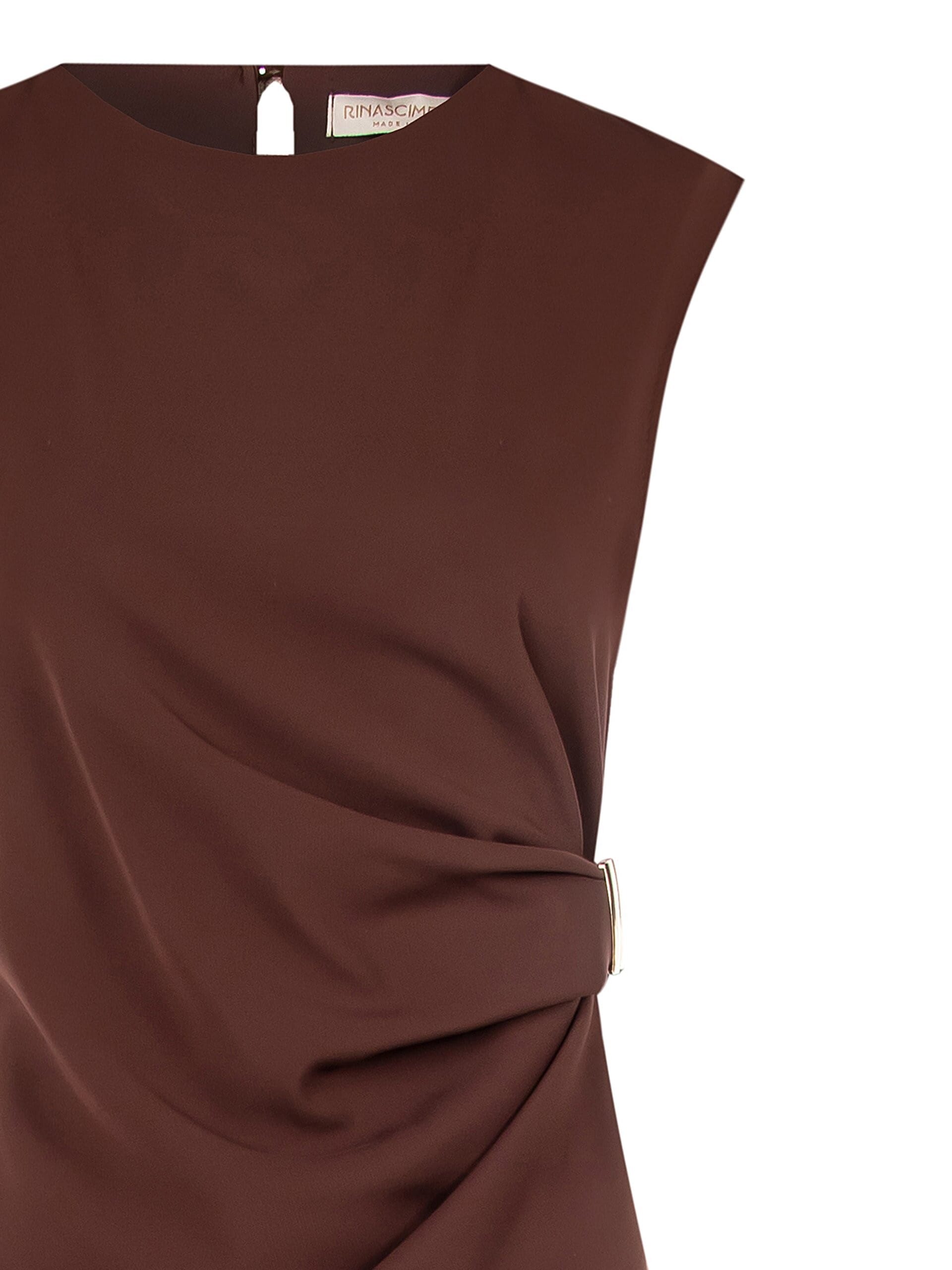 Top Asimmetrico Lungo In Tessuto Fluido Arricciato Su Un Fianco Rinascimento