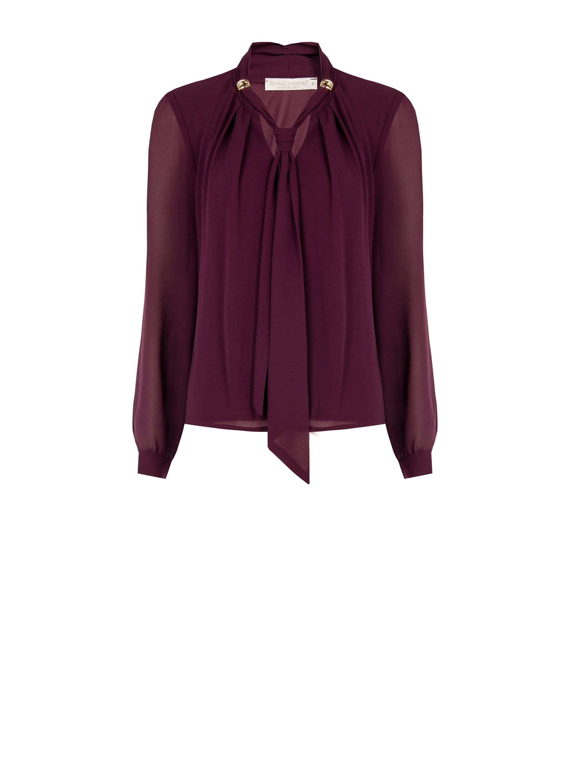 Wide Georgette Blouse With Tie And Jewel Detail Rinascimento