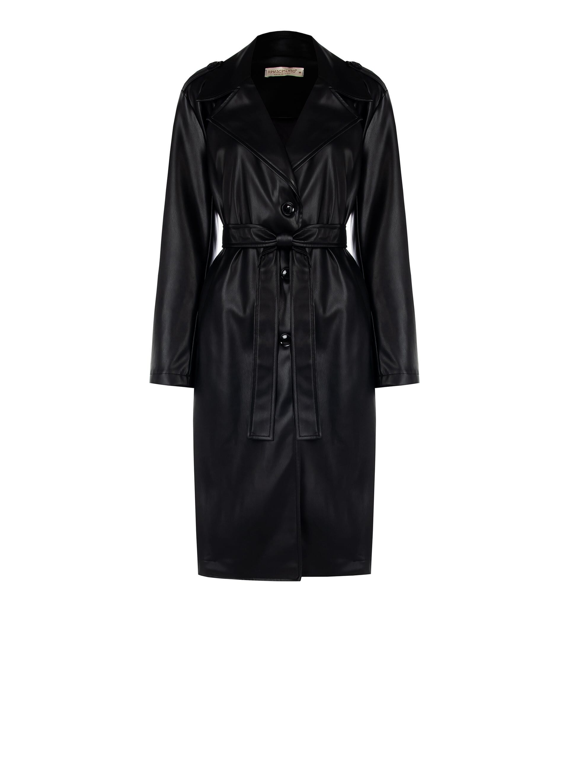 Cappotto Spolverino Lungo In Similpelle Con Cintura Coordinata Rinascimento