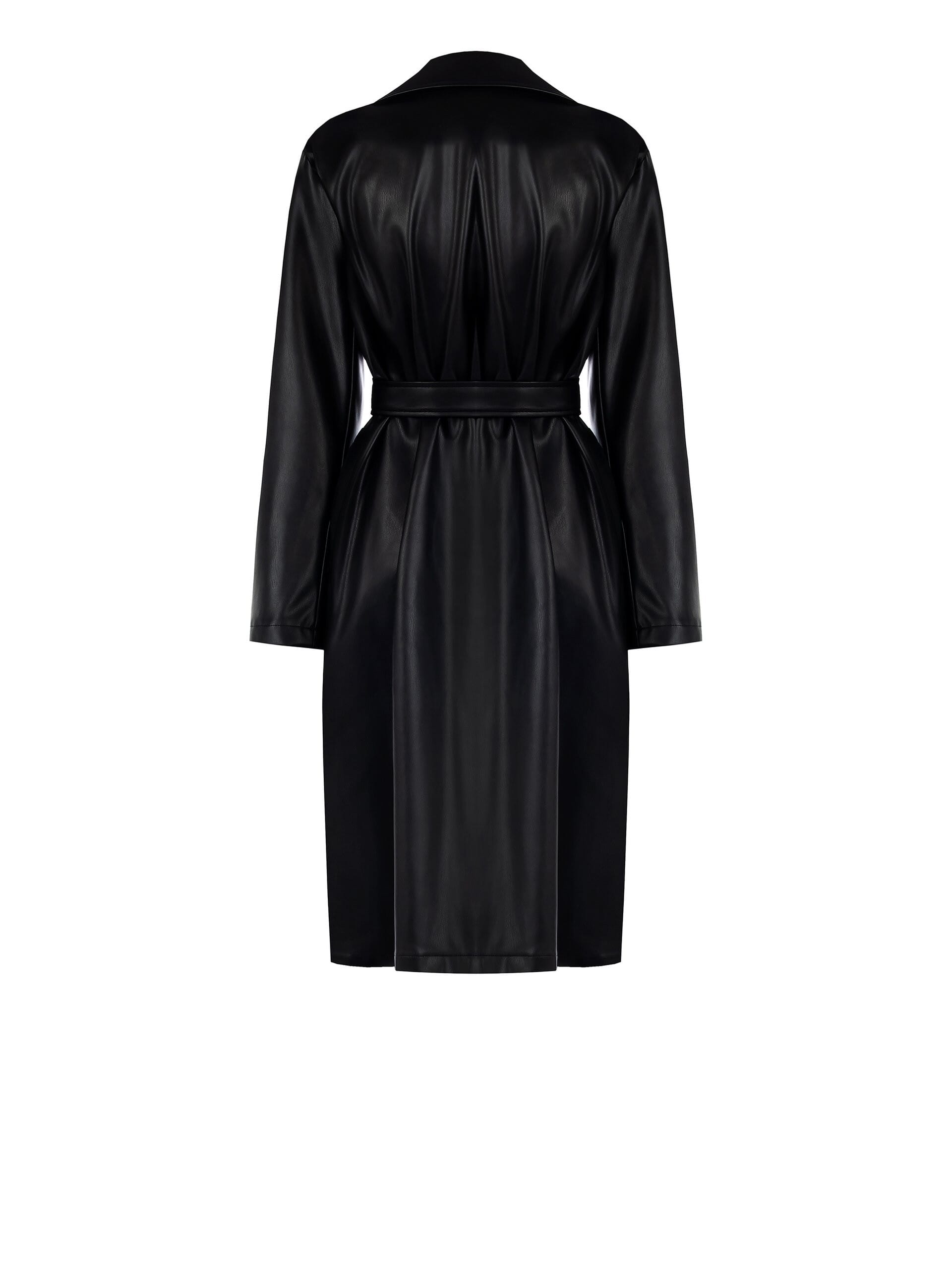 Cappotto Spolverino Lungo In Similpelle Con Cintura Coordinata Rinascimento