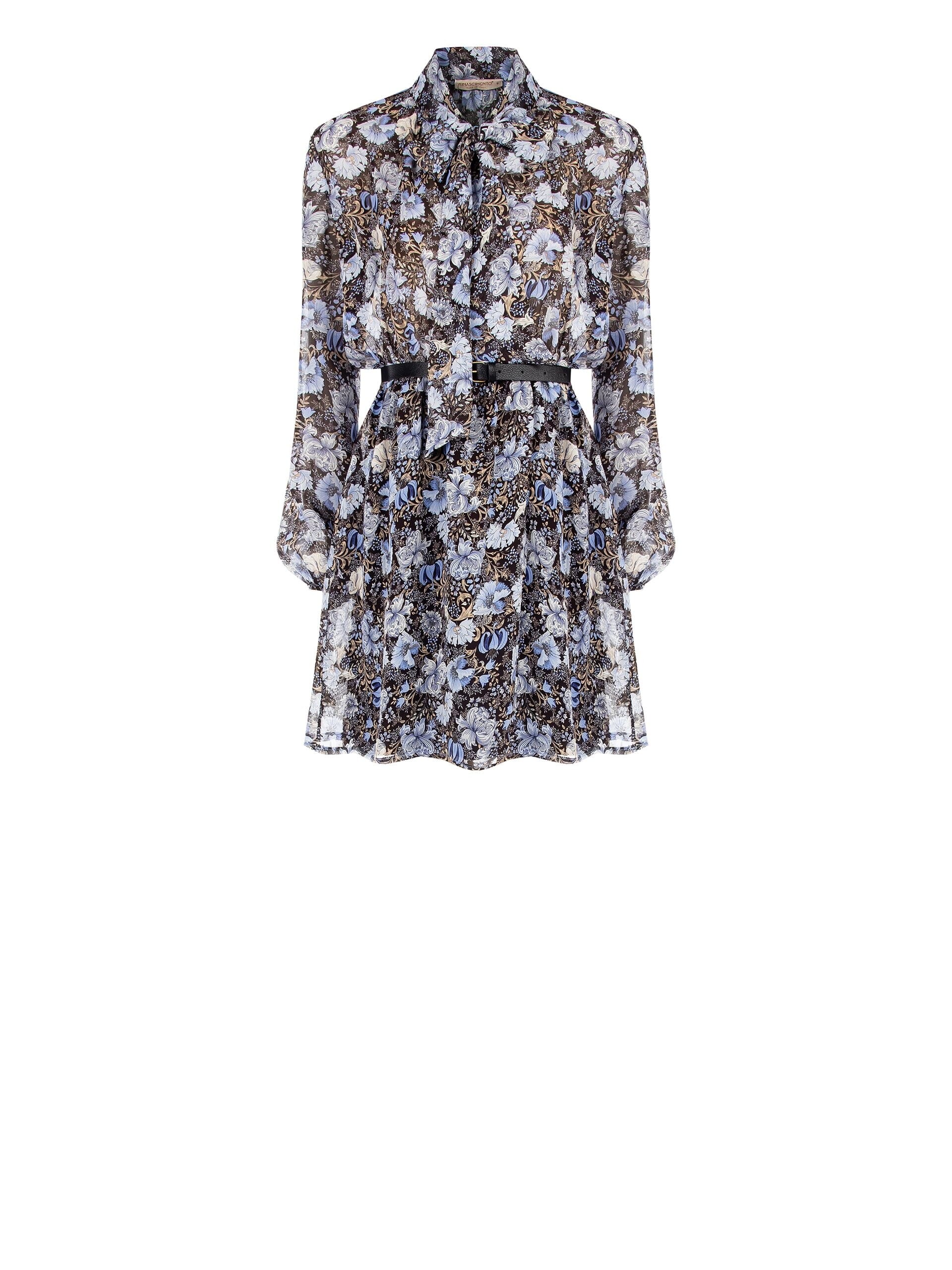 Robe courte en Georgette avec cravate et ceinture en cuir Similpa assortie Rinascimento