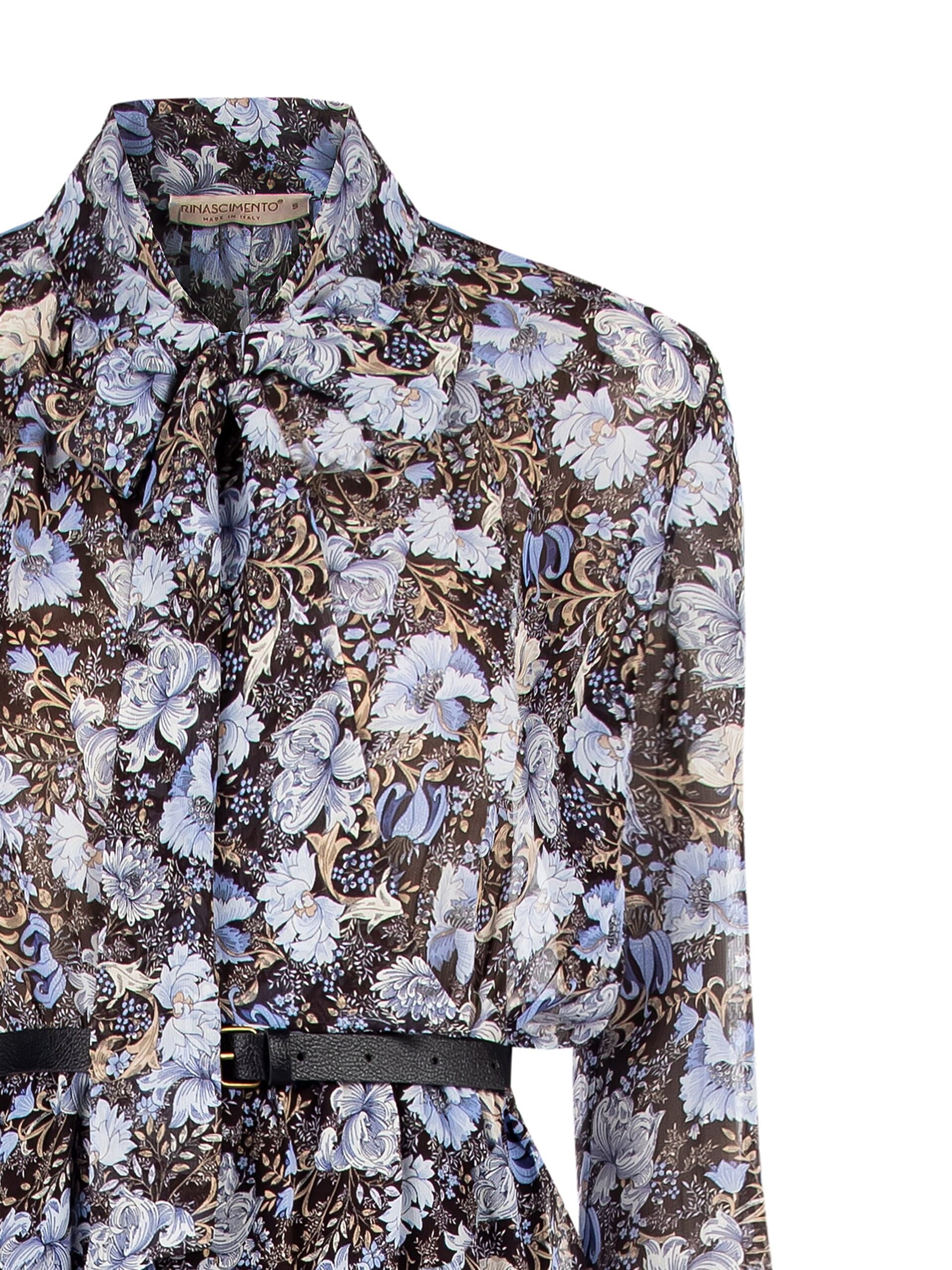 Robe courte en Georgette avec cravate et ceinture en cuir Similpa assortie Rinascimento