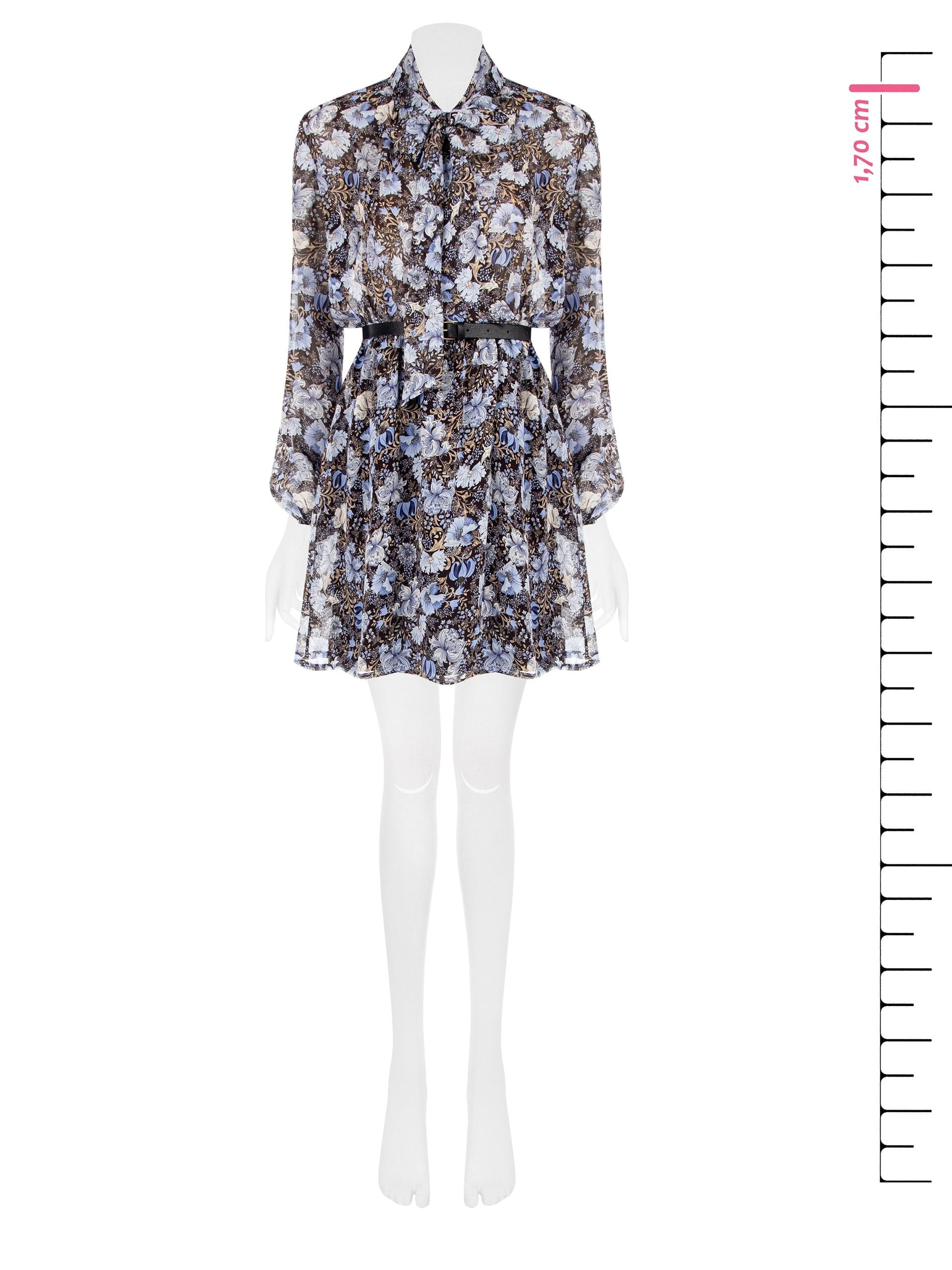 Robe courte en Georgette avec cravate et ceinture en cuir Similpa assortie Rinascimento