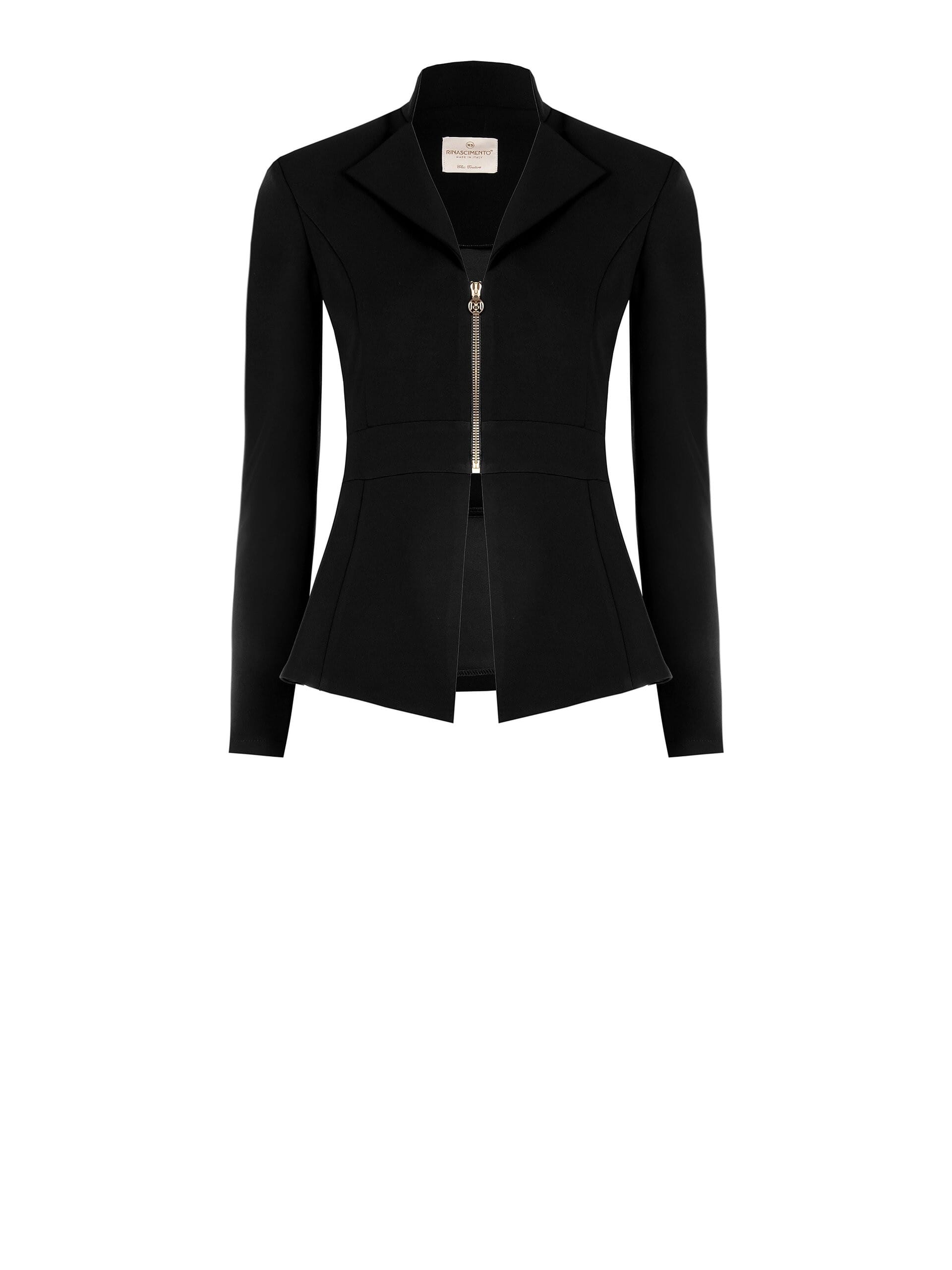 Giacca Blazer Sfiancata In Scuba Crepe Con Zip Logo Rinascimento
