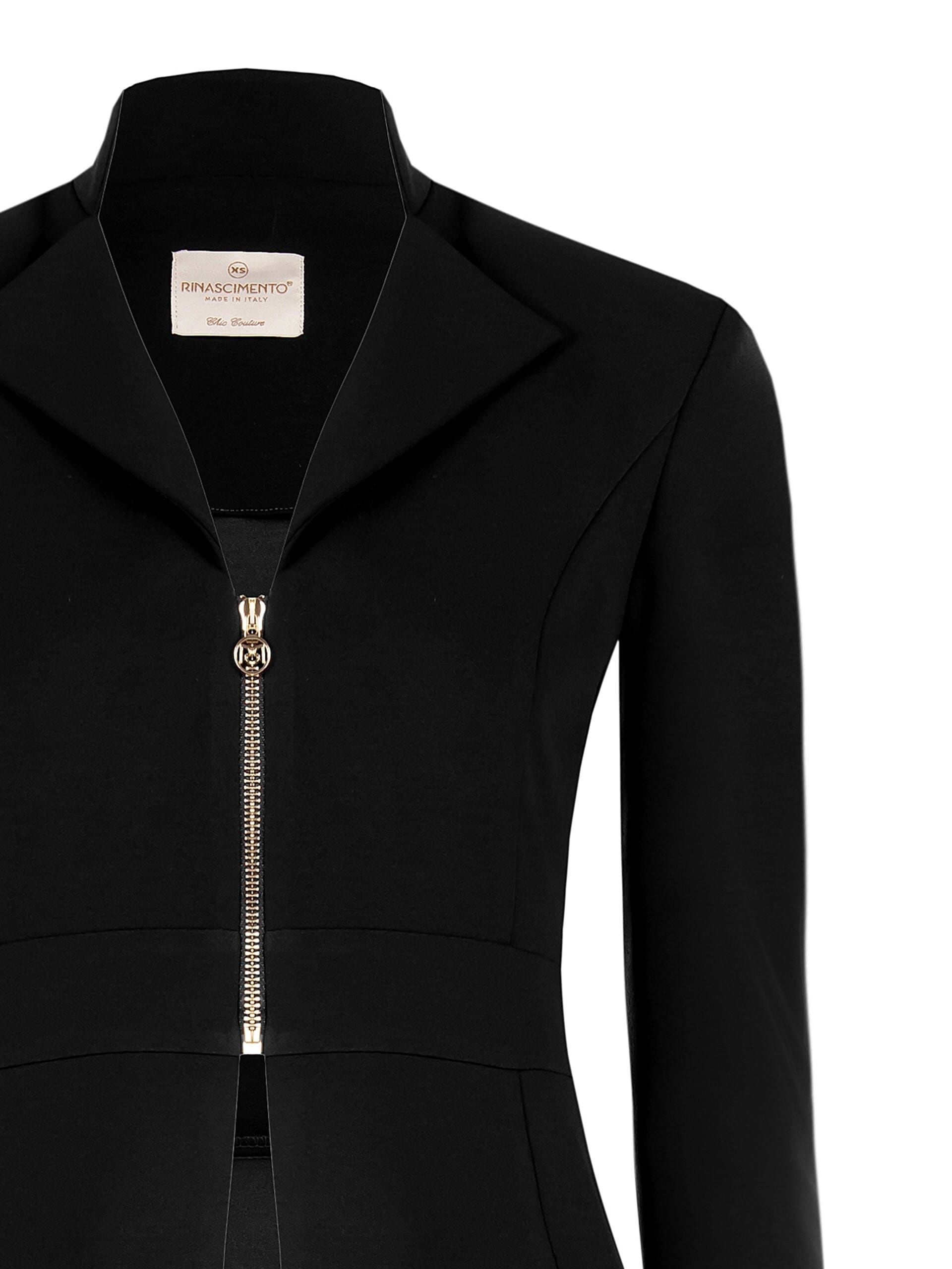 Giacca Blazer Sfiancata In Scuba Crepe Con Zip Logo Rinascimento