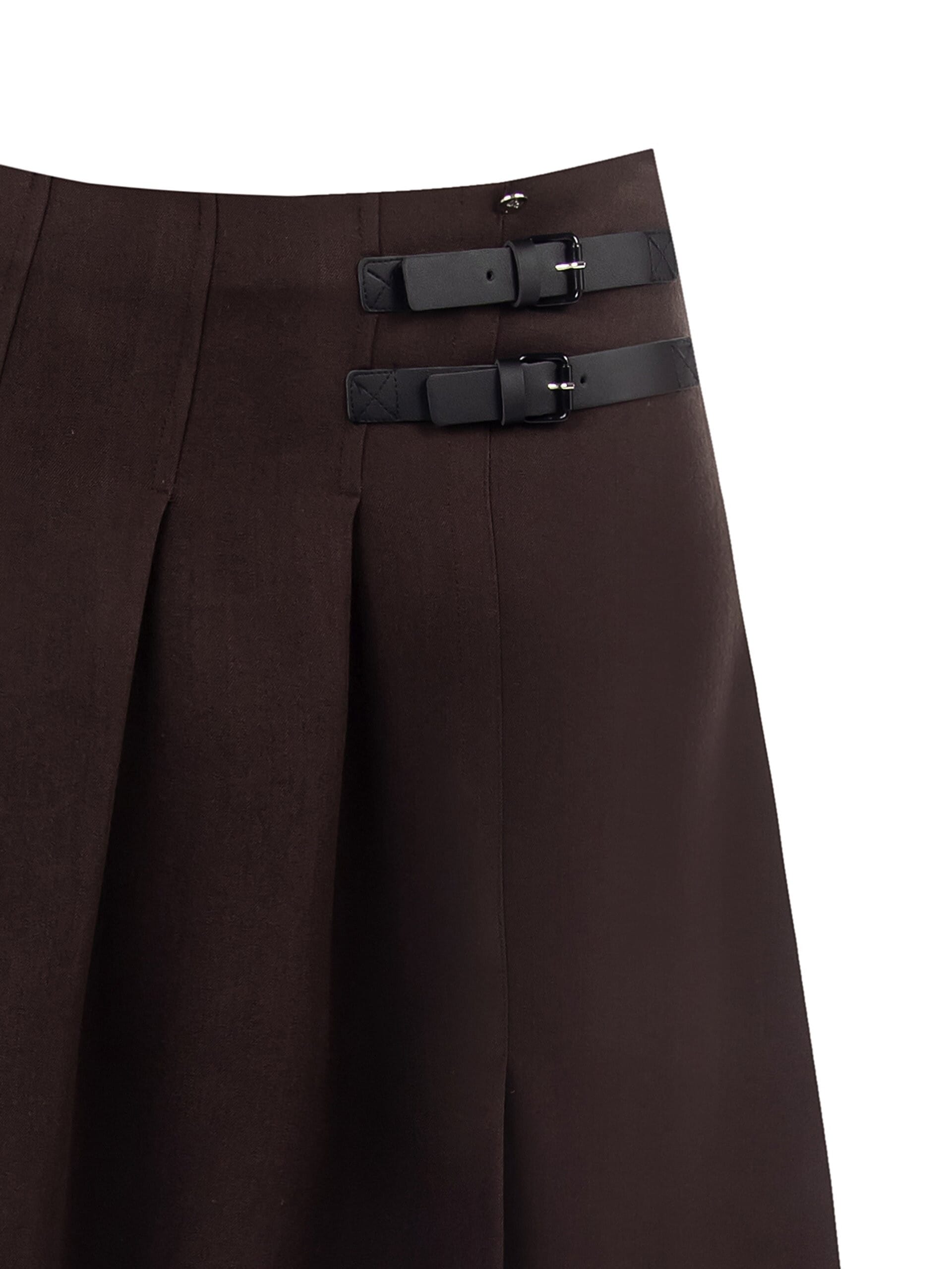 Gonna Midi A Pieghe Con Cinturini In Similpelle Rinascimento