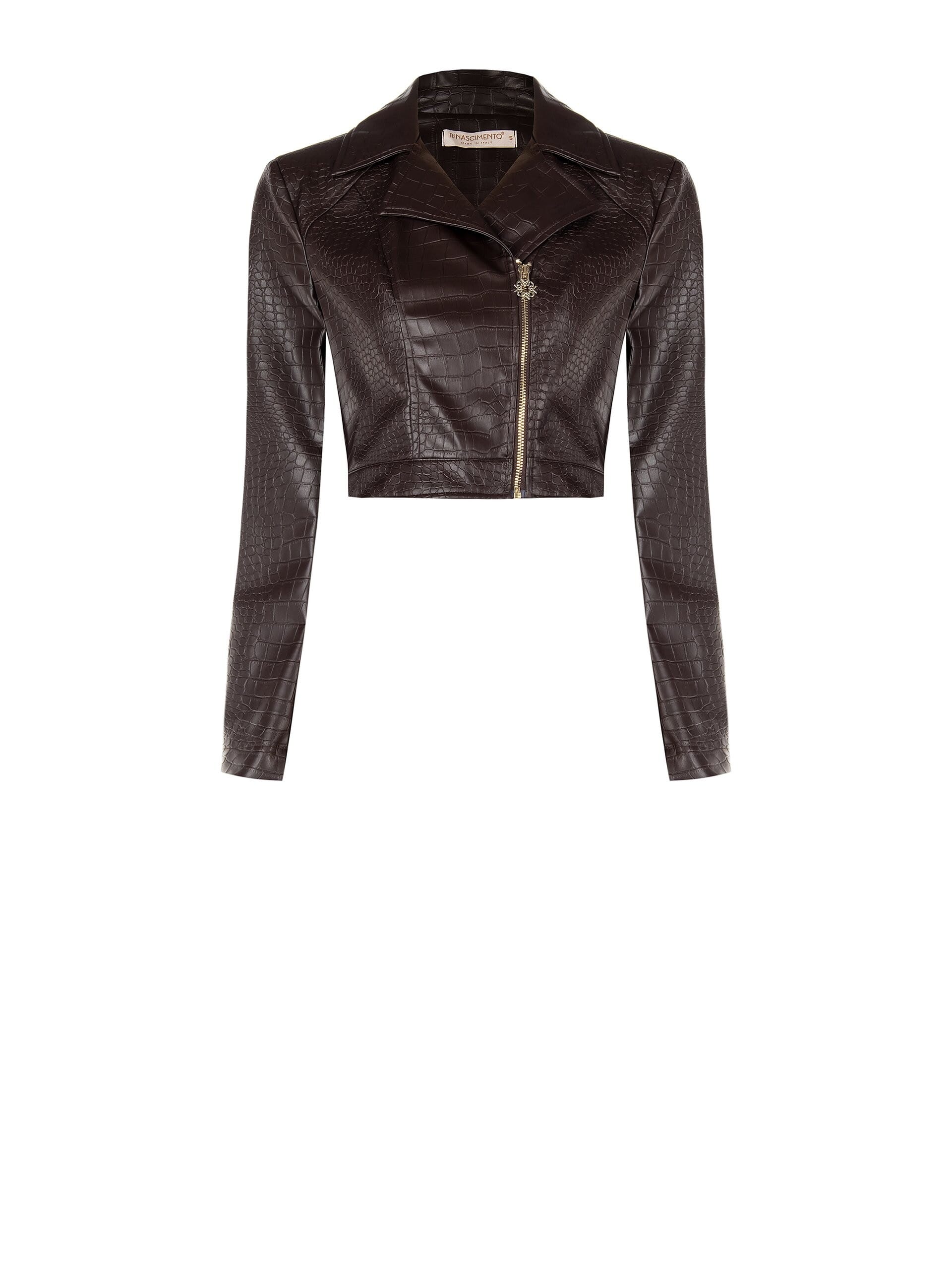 Giubbotto Chiodo Corto In Similpelle Cocco Rinascimento