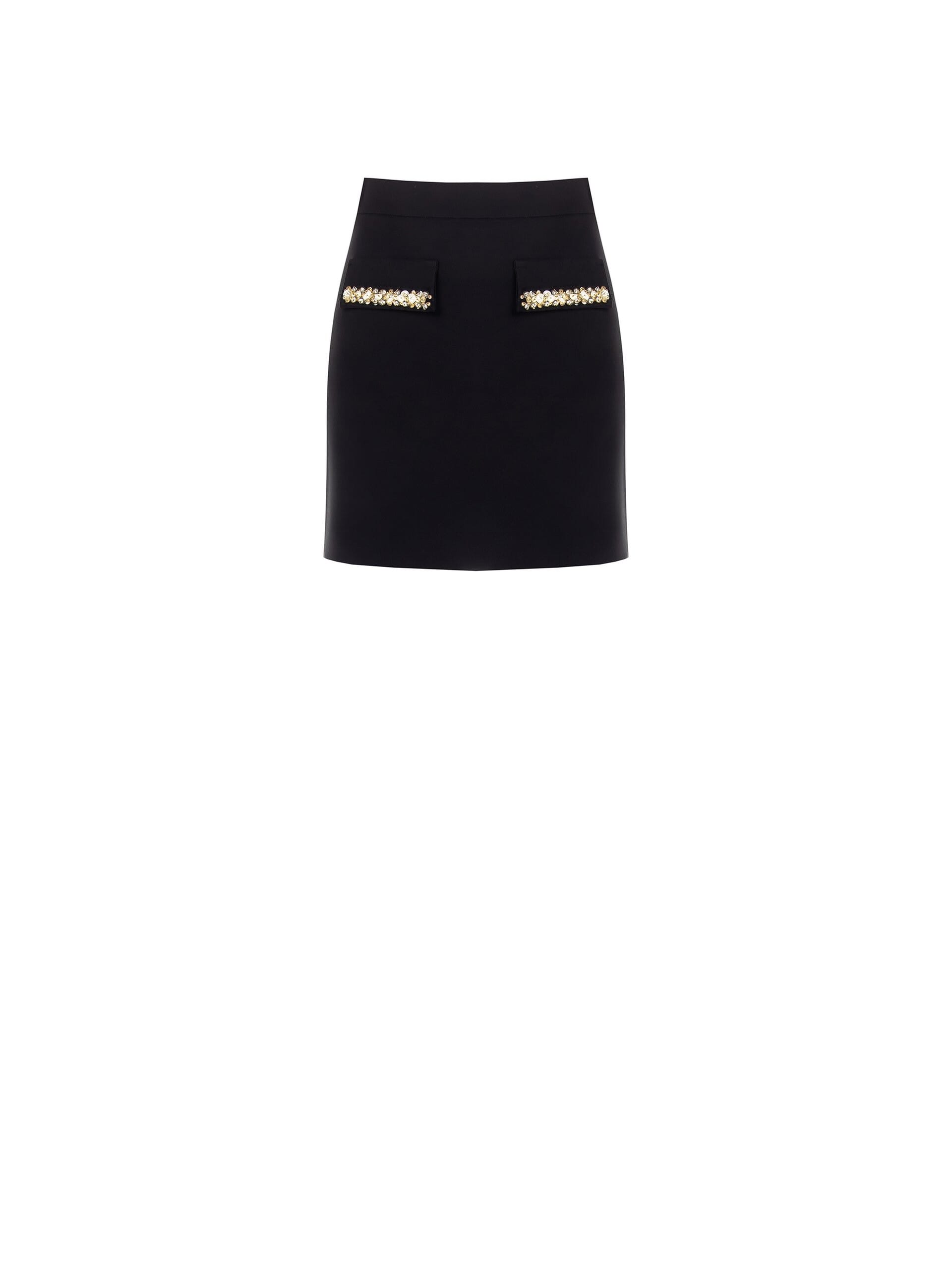 Tissu technique Minijupe A-line avec détails en strass et paillettes Rinascimento