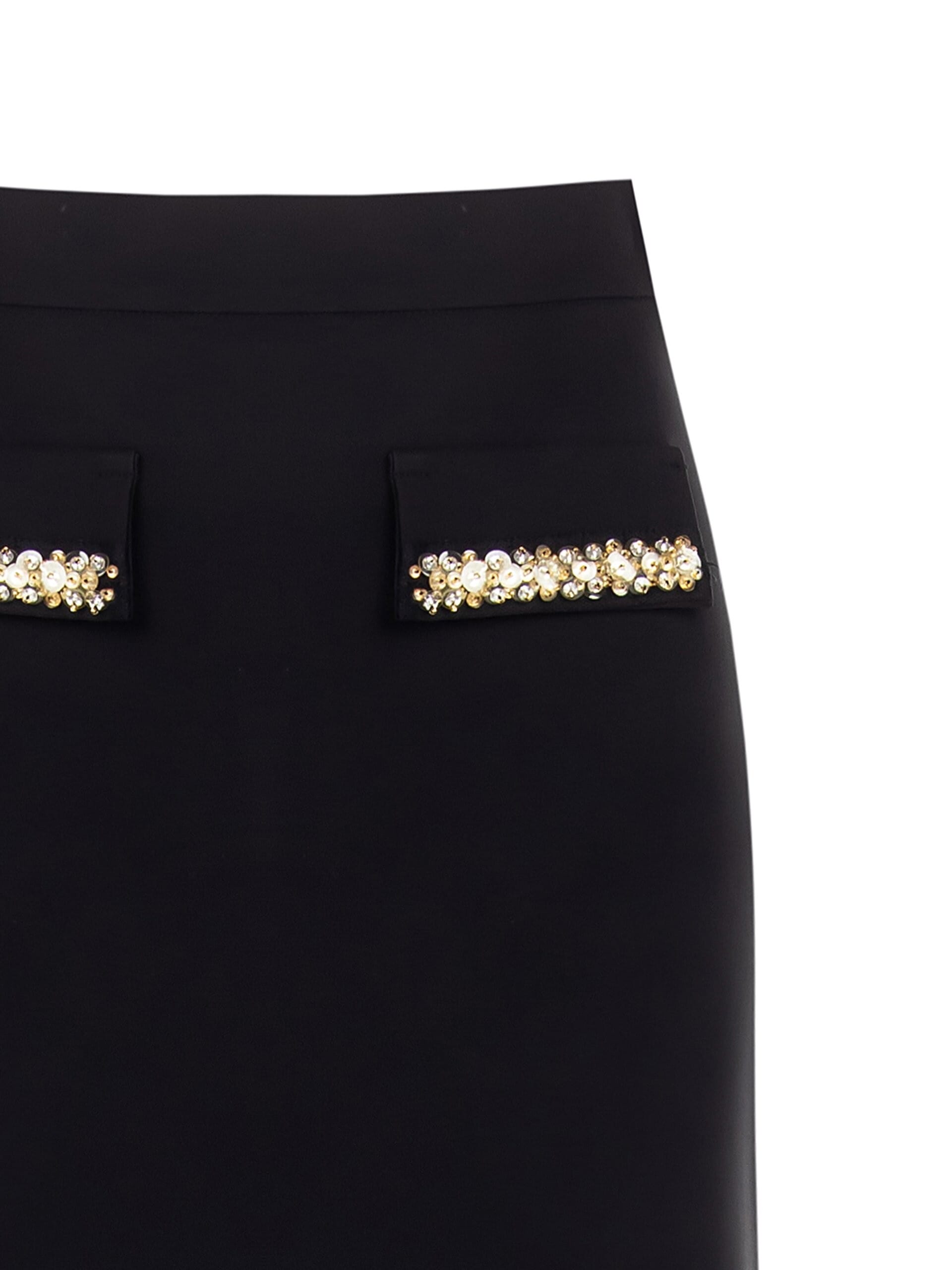 Tissu technique Minijupe A-line avec détails en strass et paillettes Rinascimento