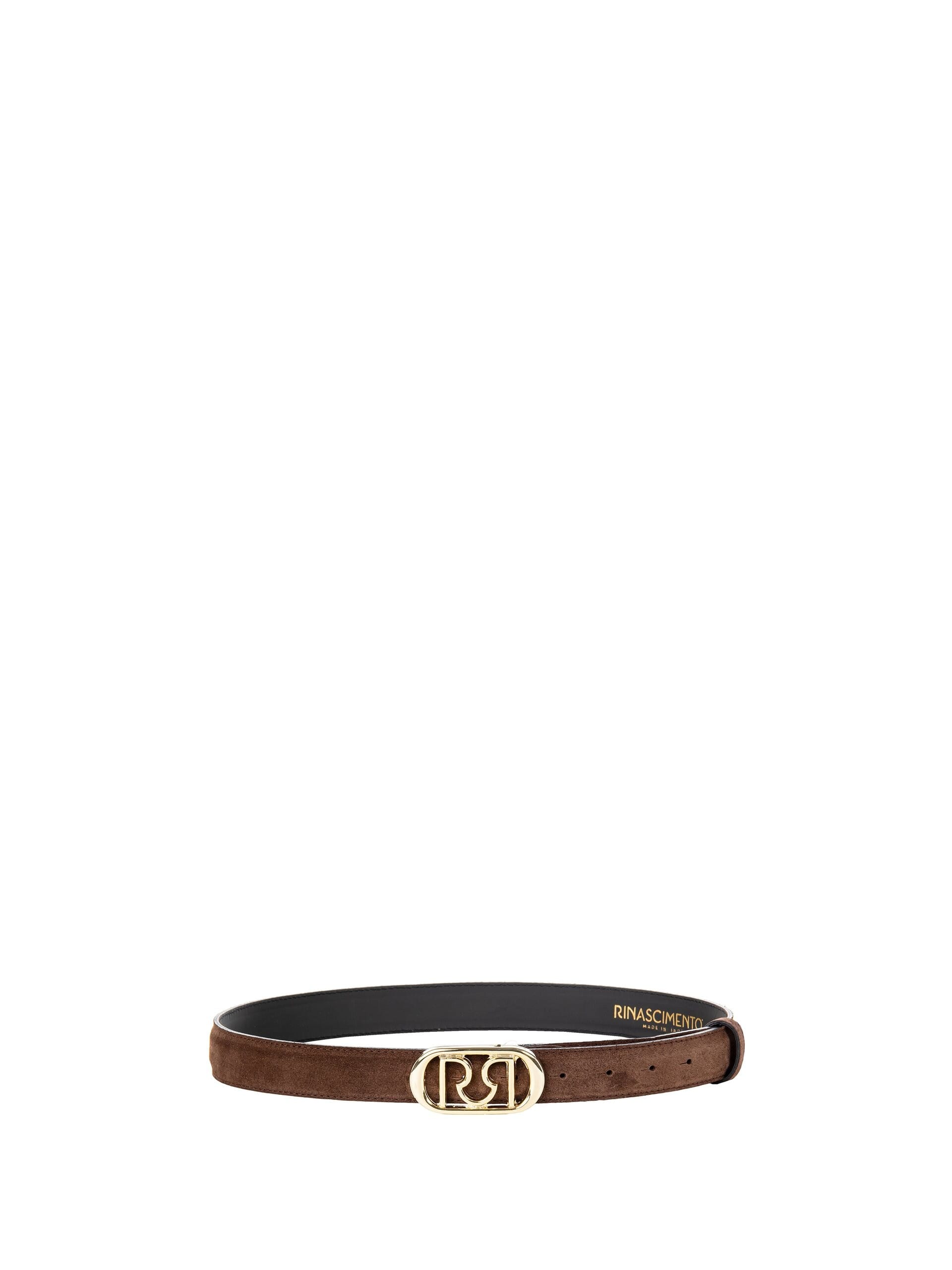 Ceinture fine en daim véritable avec boucle à logo RR Rinascimento