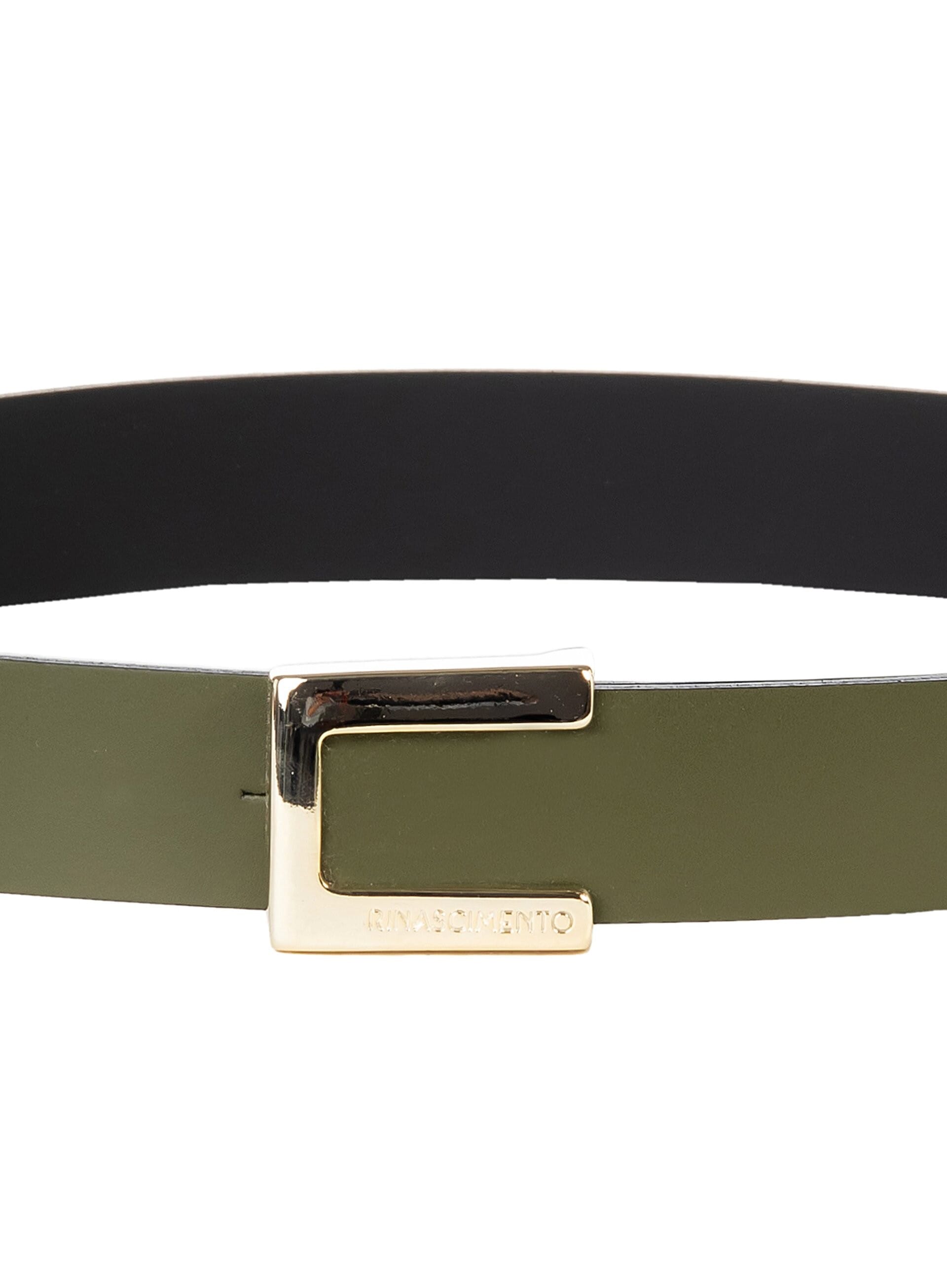 Cintura Sottile In Similpelle Con Fibbia Quadrata E Logo Rinascimento