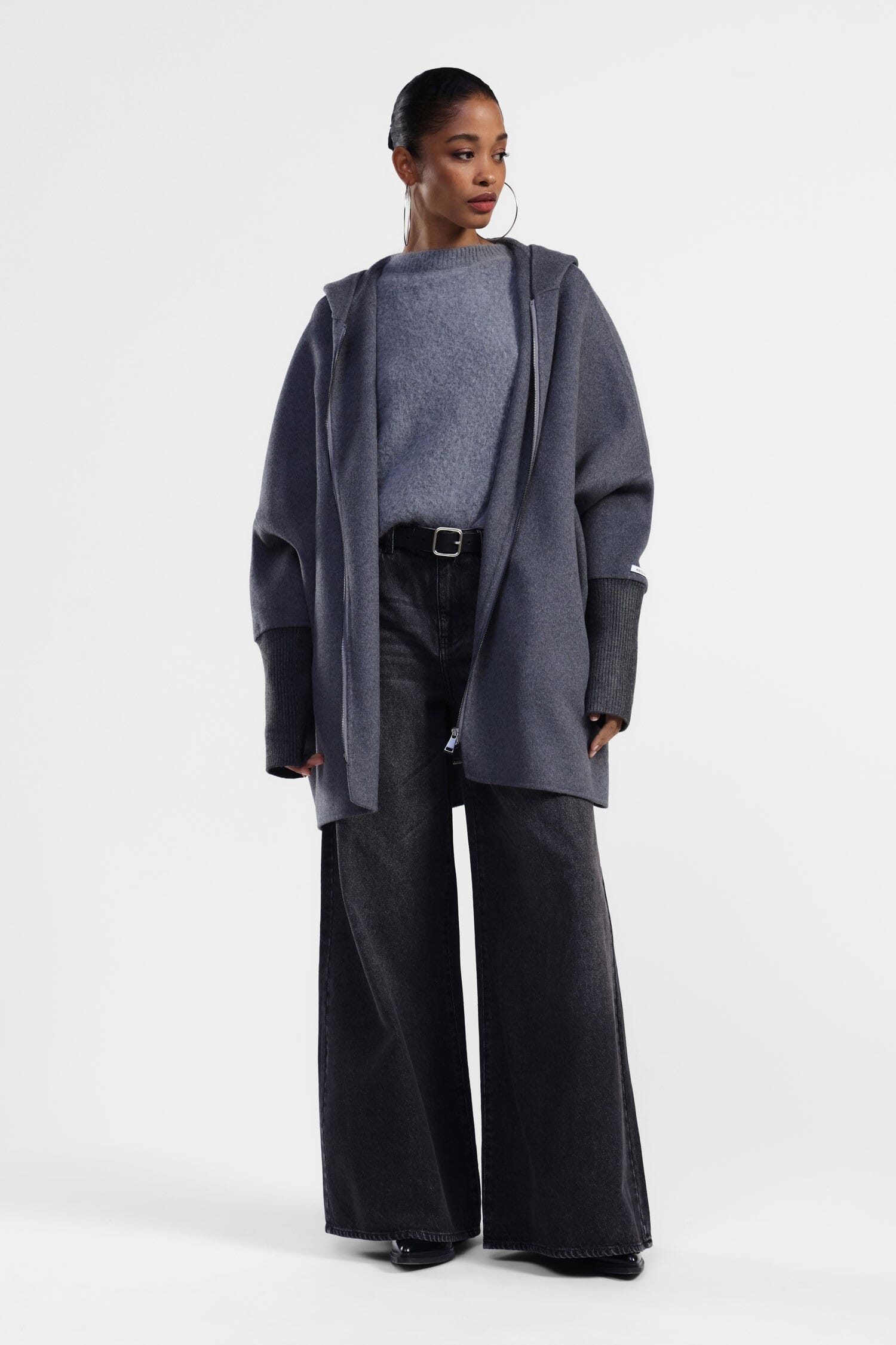 Cappotto Oversize Cappuccio E Zip Dixie