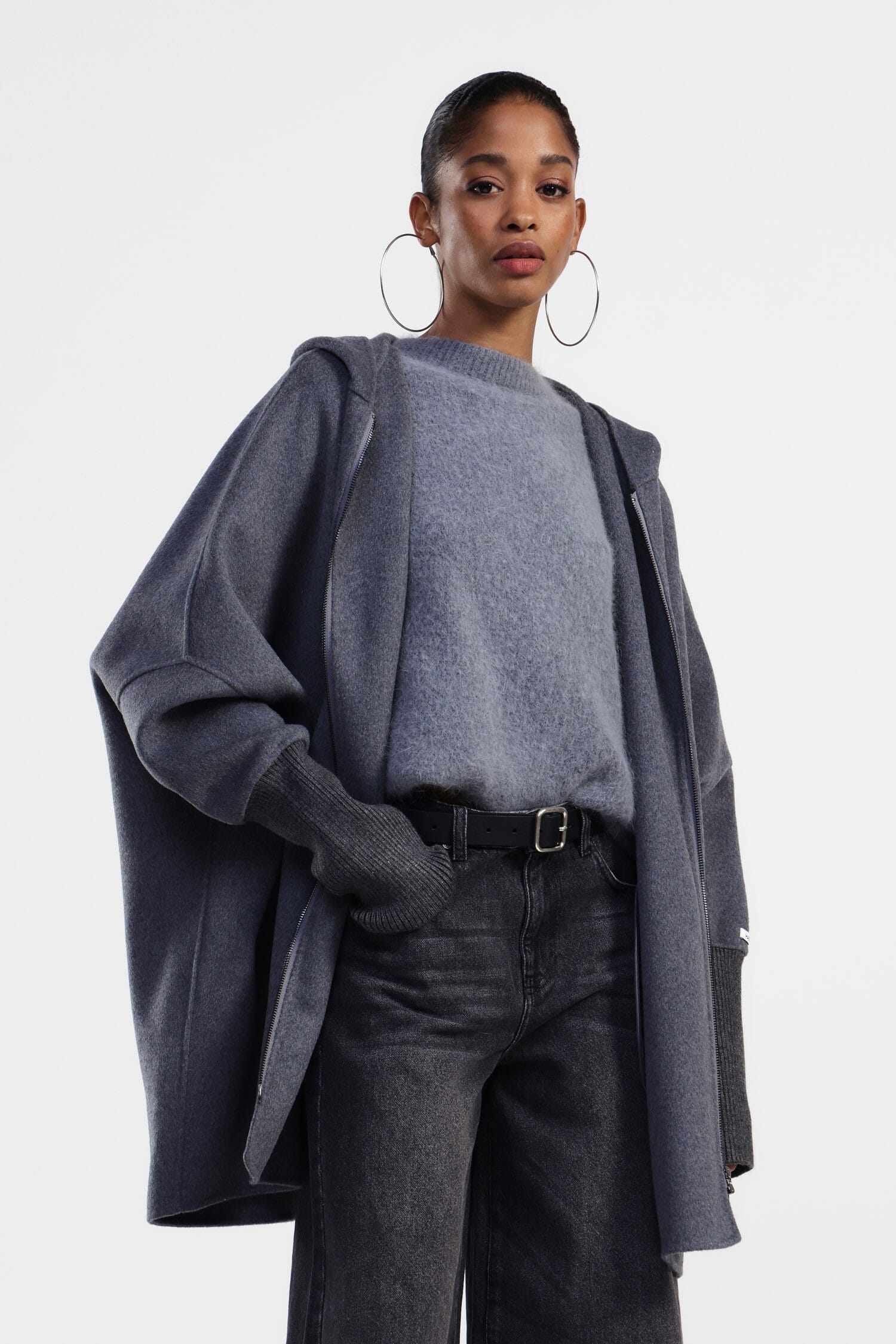 Cappotto Oversize Cappuccio E Zip Dixie