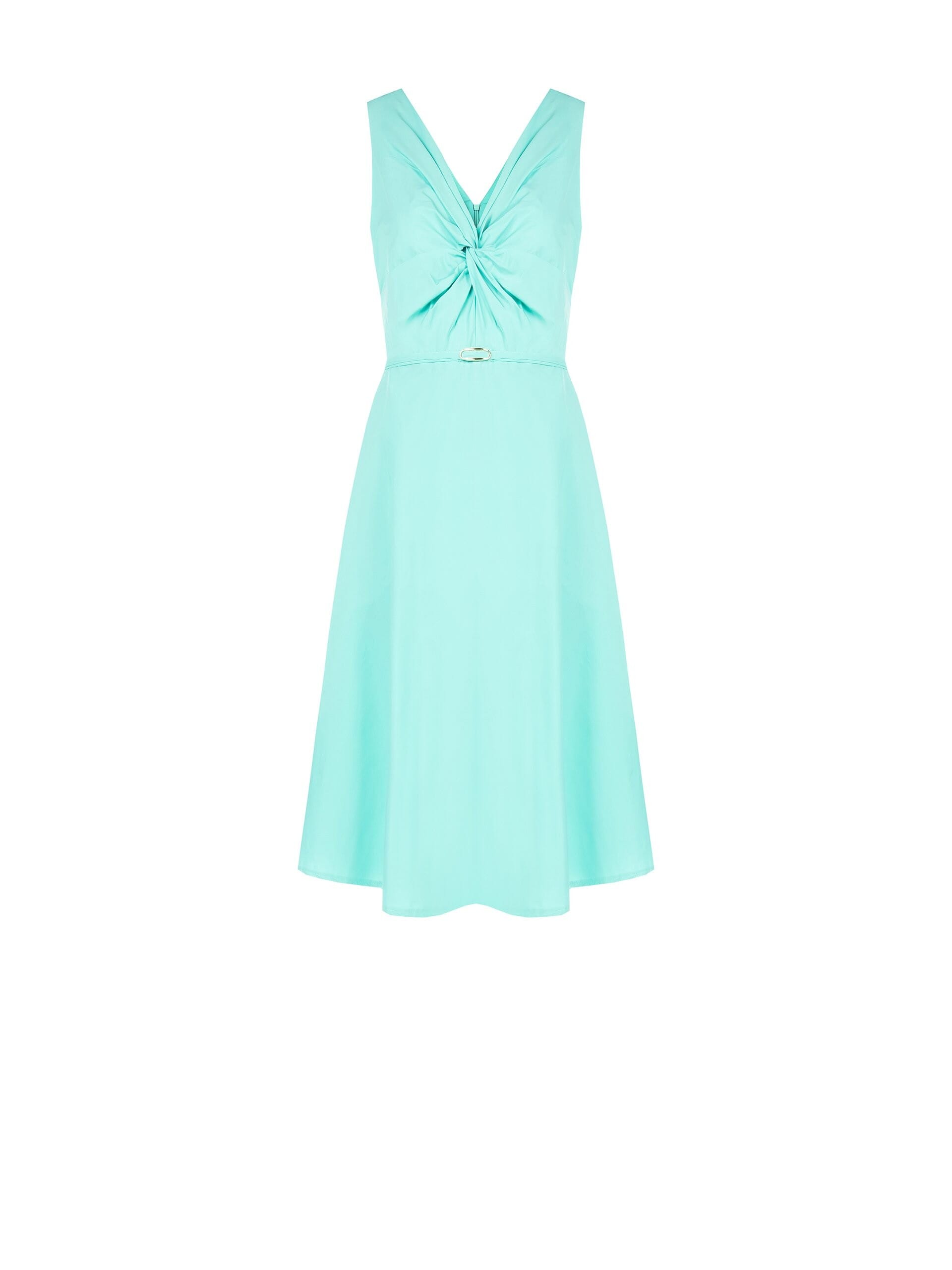 Midi Dress In Mixed Cotton With Slim Fit And Integrated Buckle