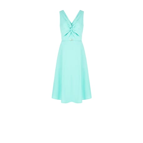 Midi Dress In Mixed Cotton With Slim Fit And Integrated Buckle