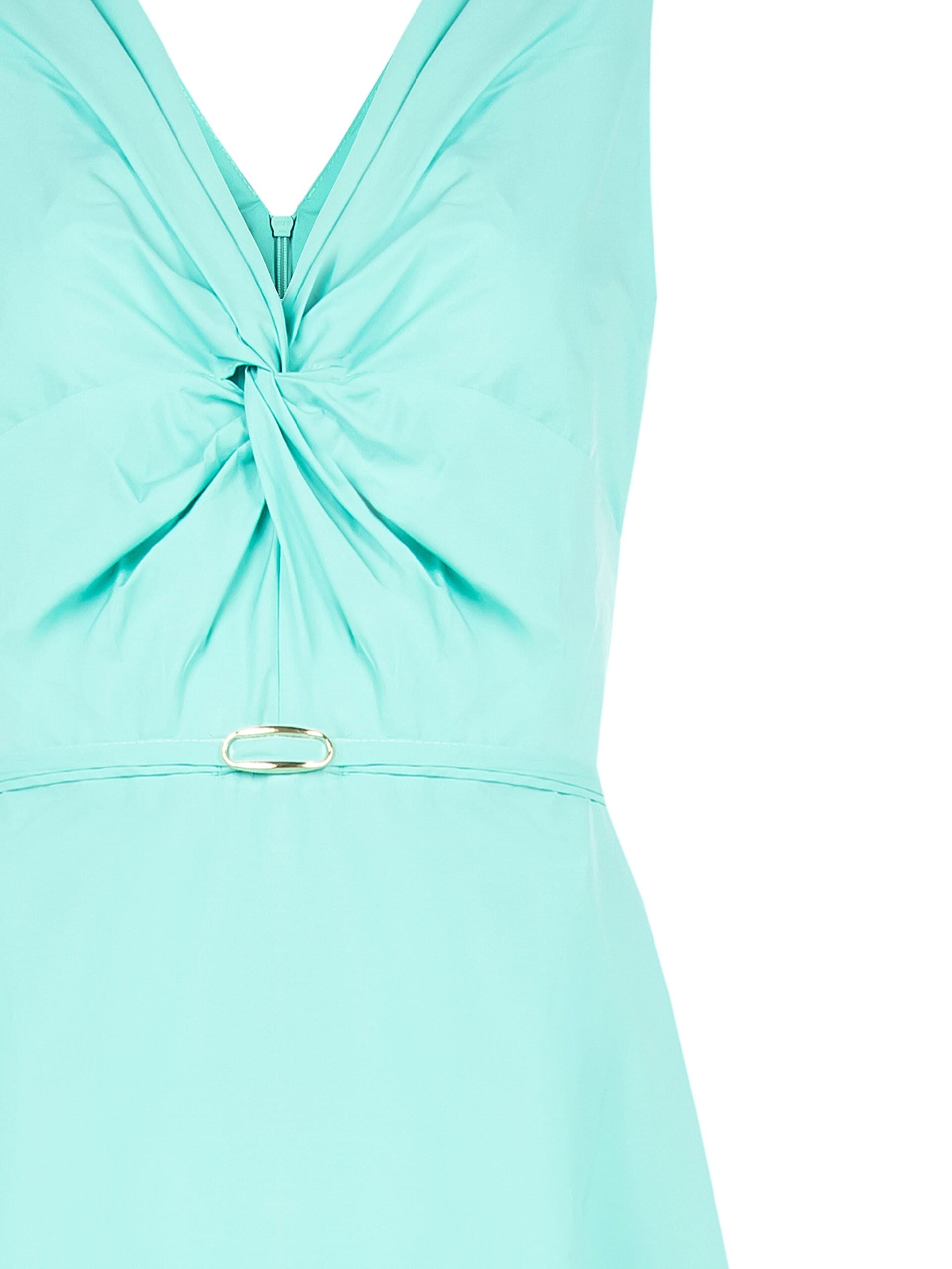 Abito Midi In Misto Cotone Con Cintura Sottile E Fibbia Integrate Rinascimento