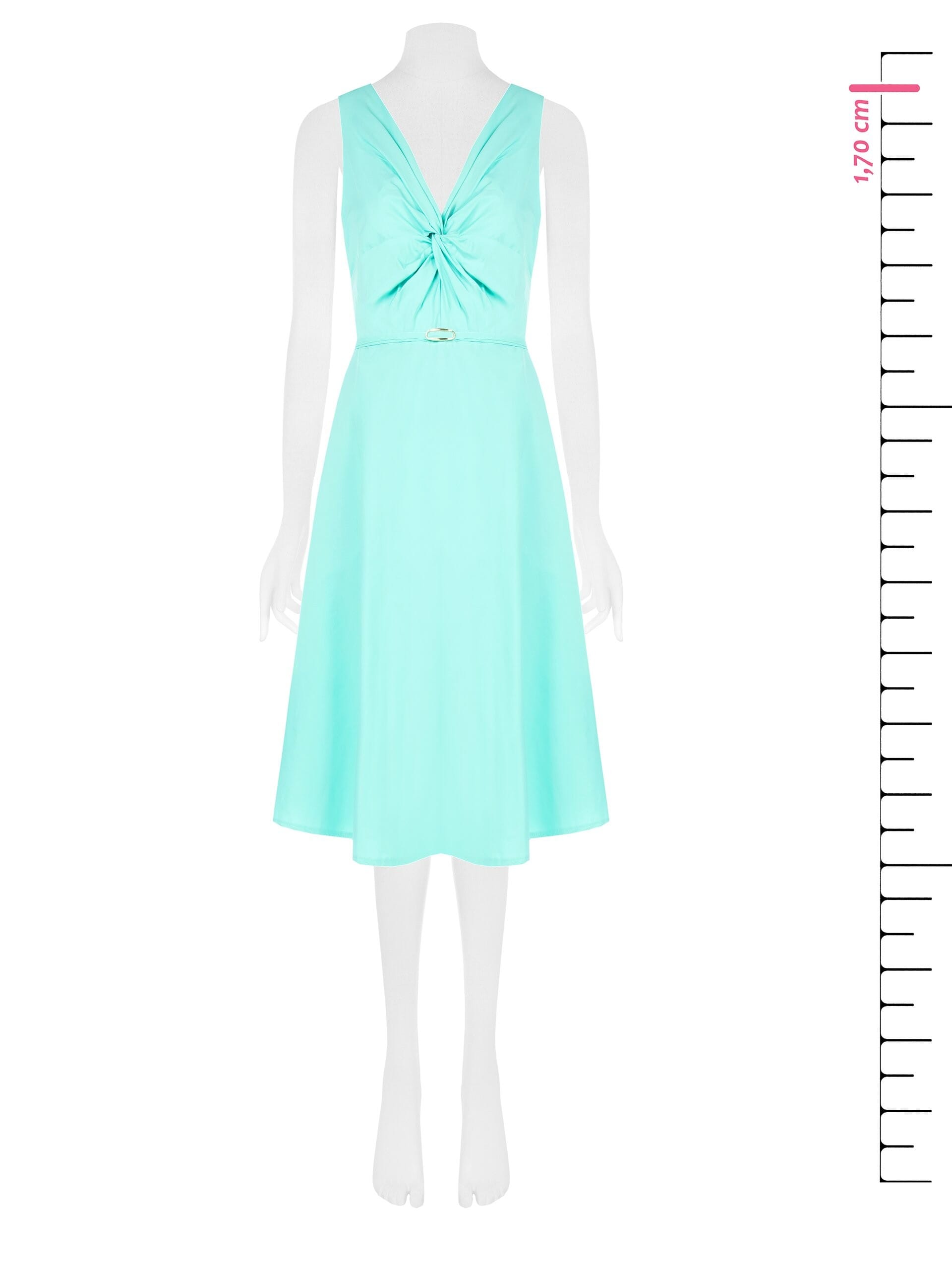 Abito Midi In Misto Cotone Con Cintura Sottile E Fibbia Integrate Rinascimento