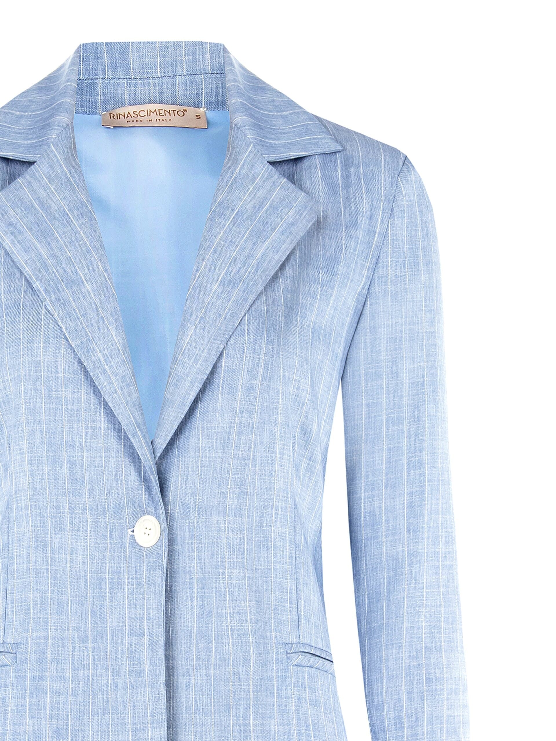Rinascimento Pinstripe Denim Effect Blazer Jacket