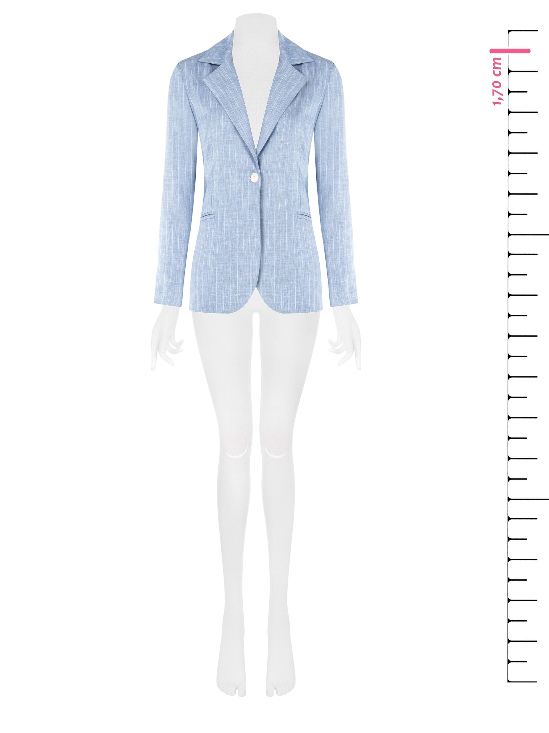 Rinascimento Pinstripe Denim Effect Blazer Jacket