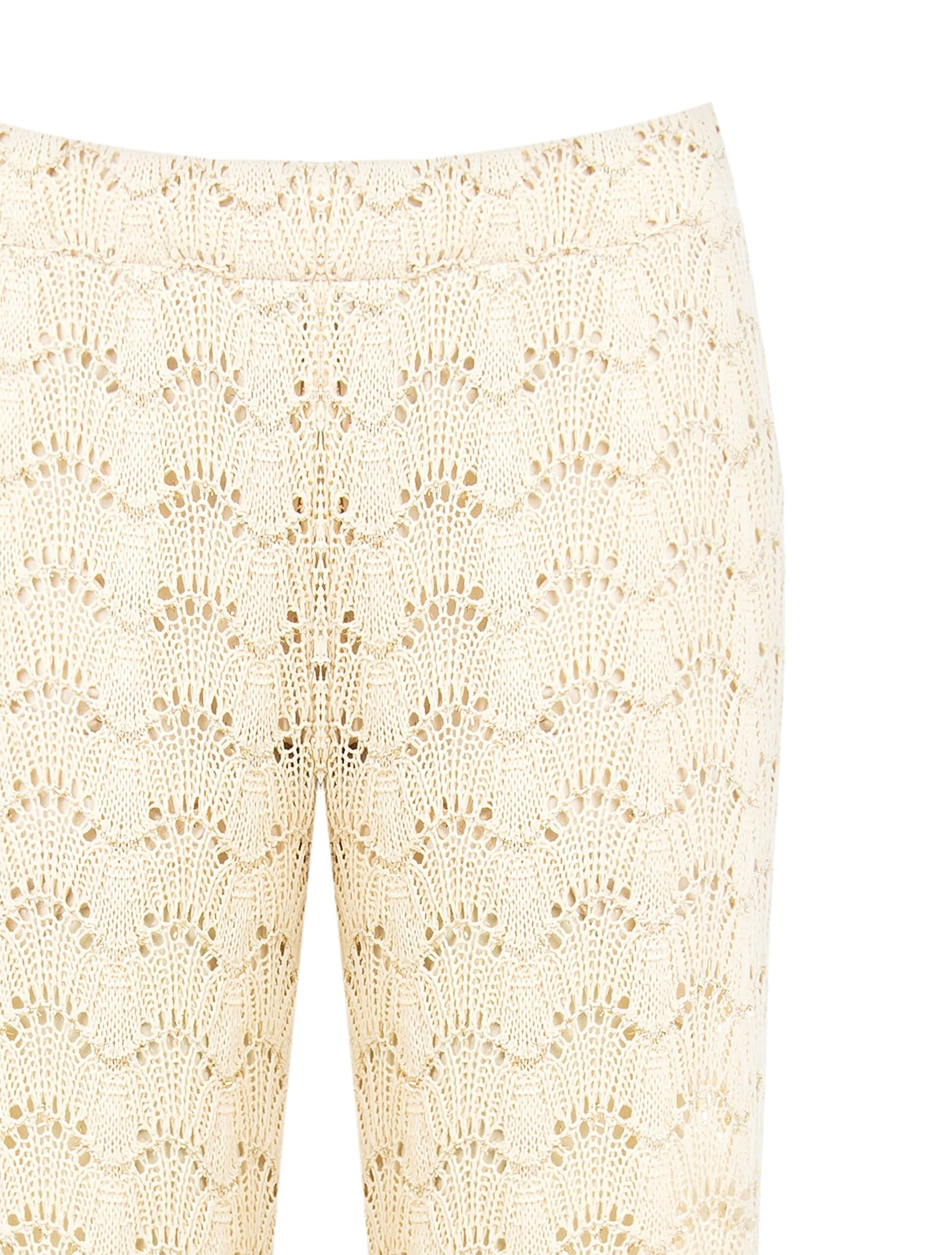 Pantaloni Dritti In Crochet Con Filo Di Lurex E Shorts Integrati Rinascimento