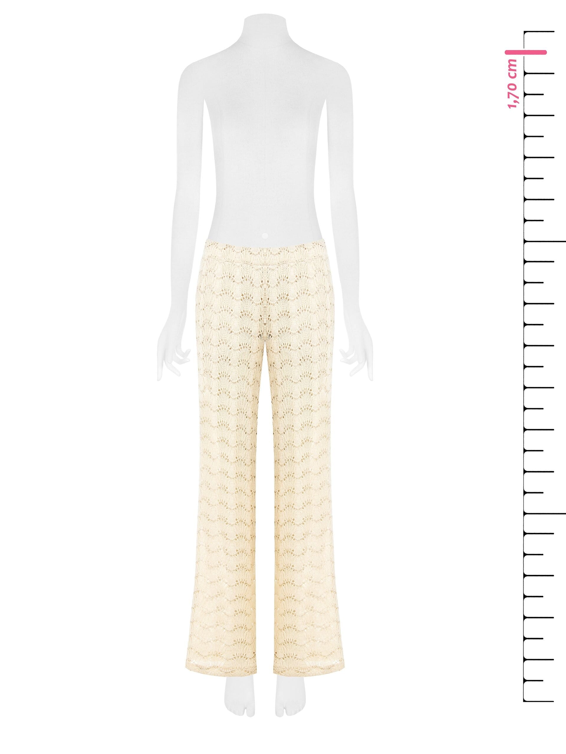 Pantaloni Dritti In Crochet Con Filo Di Lurex E Shorts Integrati Rinascimento