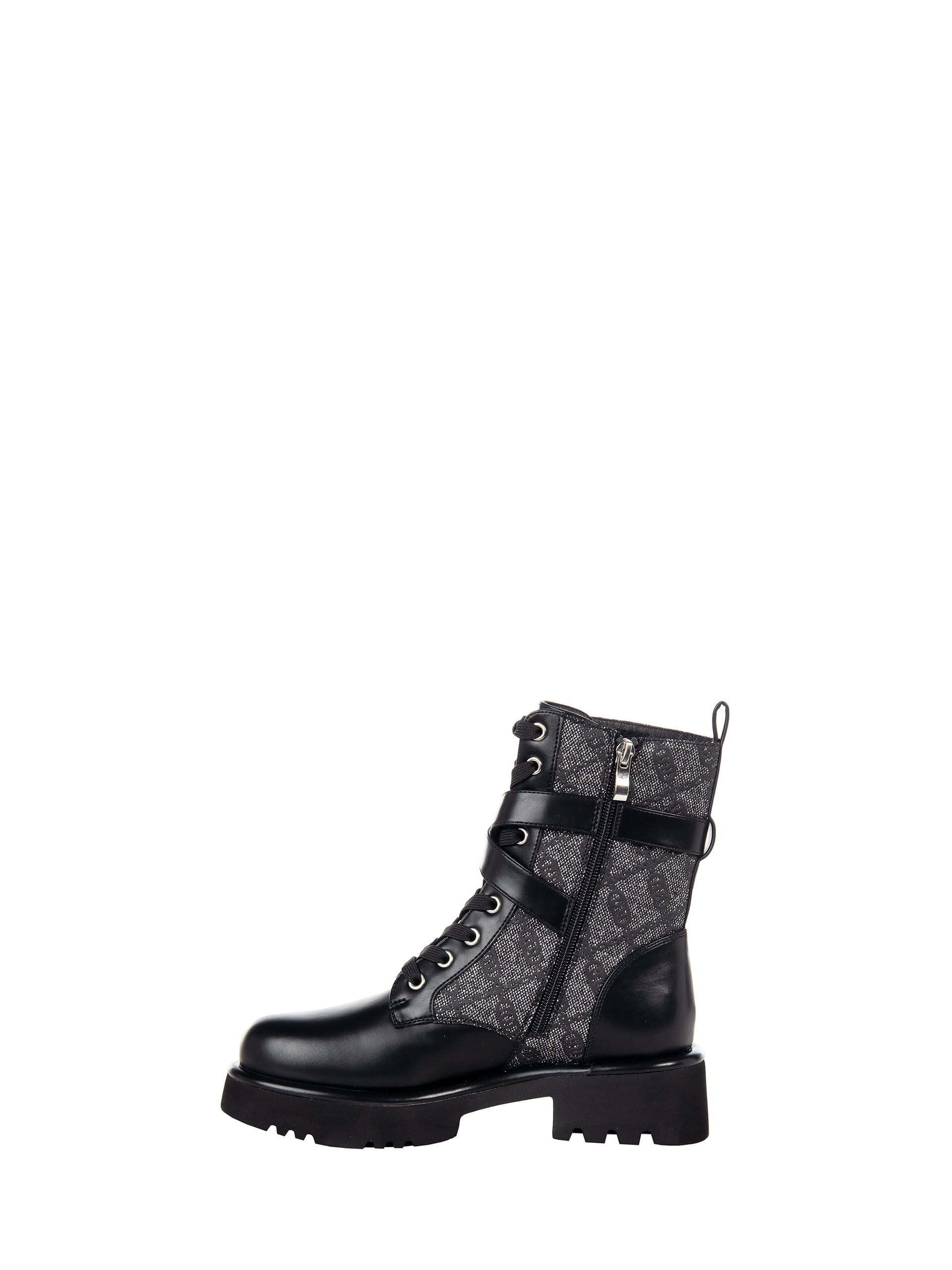 Laced Ankle Boot With Glitter Detail And Logo Pattern Rinascimento