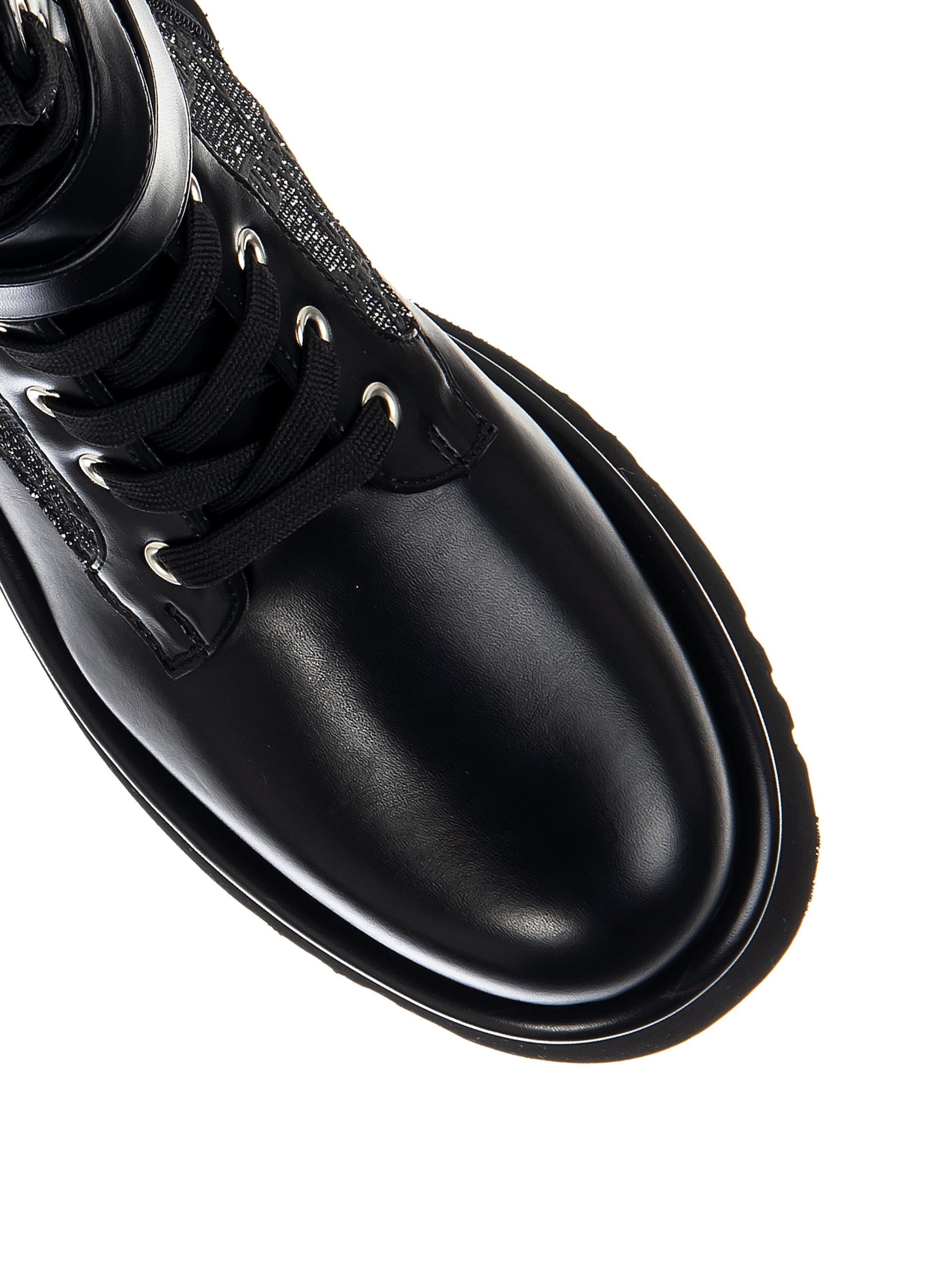 Laced Ankle Boot With Glitter Detail And Logo Pattern Rinascimento