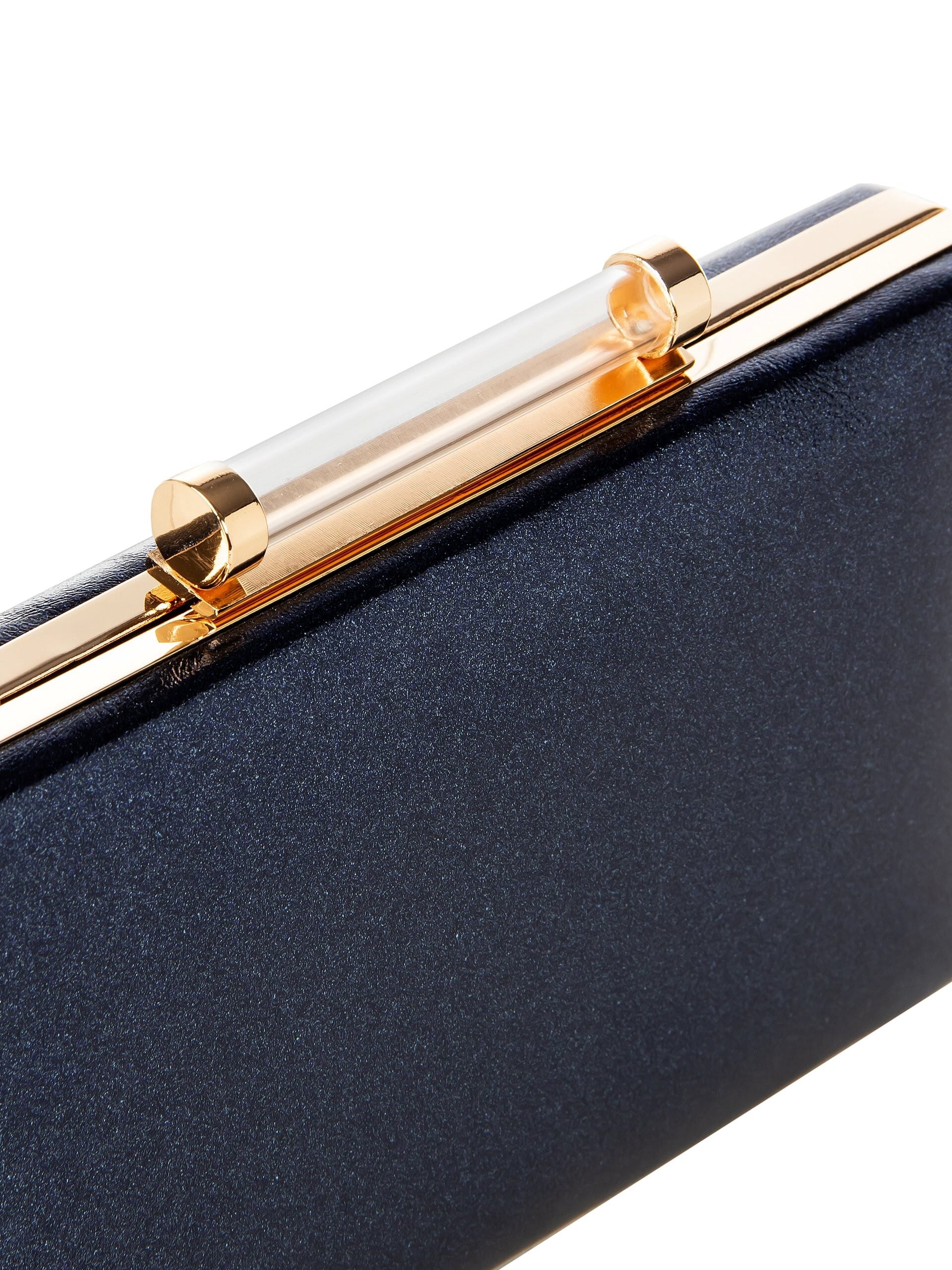 Borsa Pochette Rigida In Similpelle Laminata Con Tracolla Catena Rinascimento