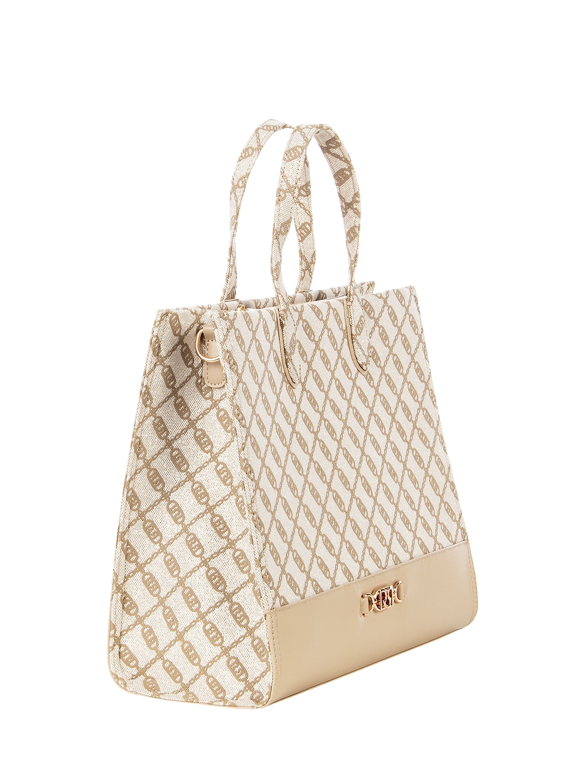 Borsa Shopper Maxi In Tela Con Glitter E Pattern Logo RR Rinascimento
