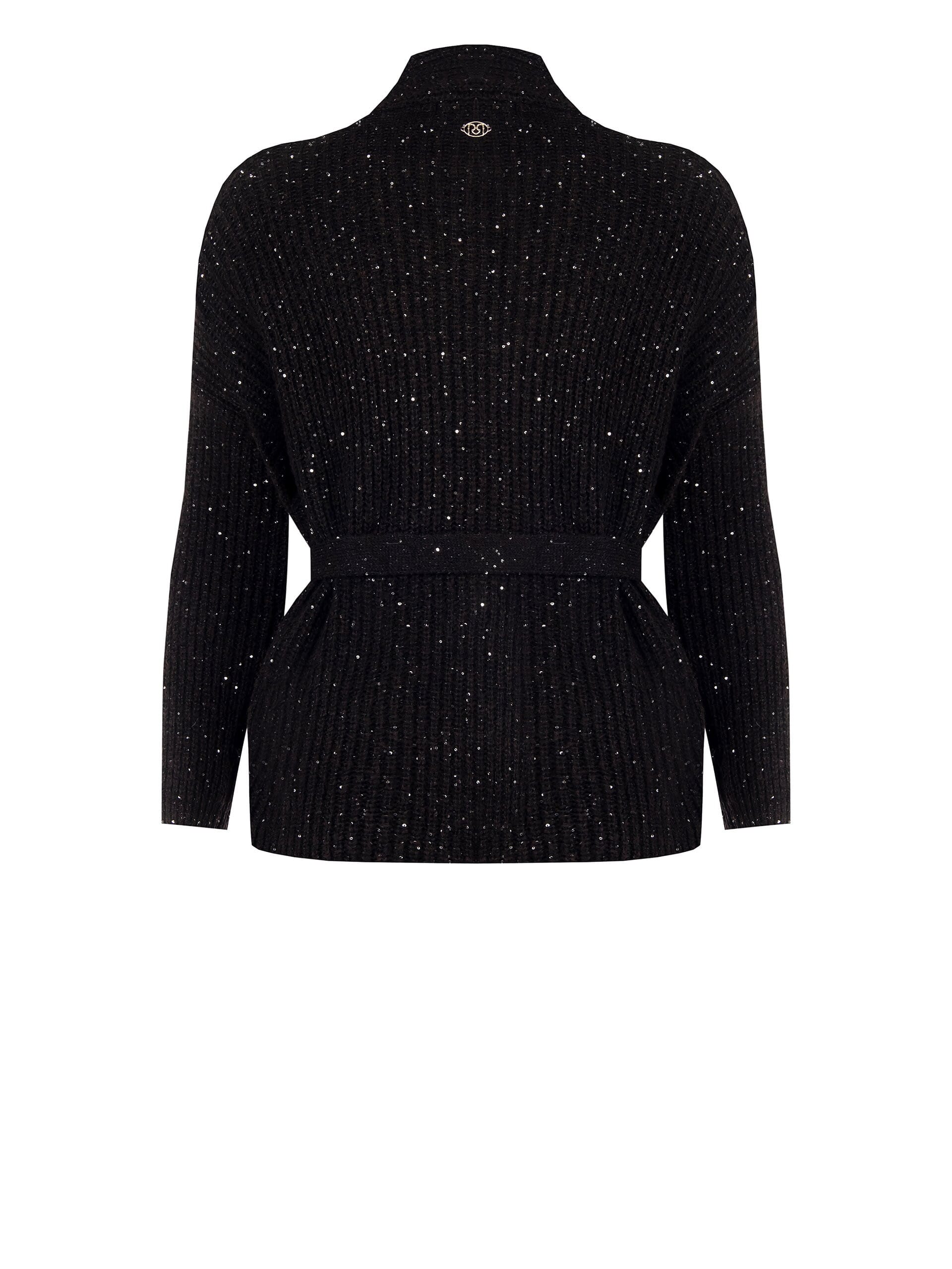 Maglione Cardigan Aperto Con Micro Paillettes E Cintura Coordinata Rinascimento Curvy